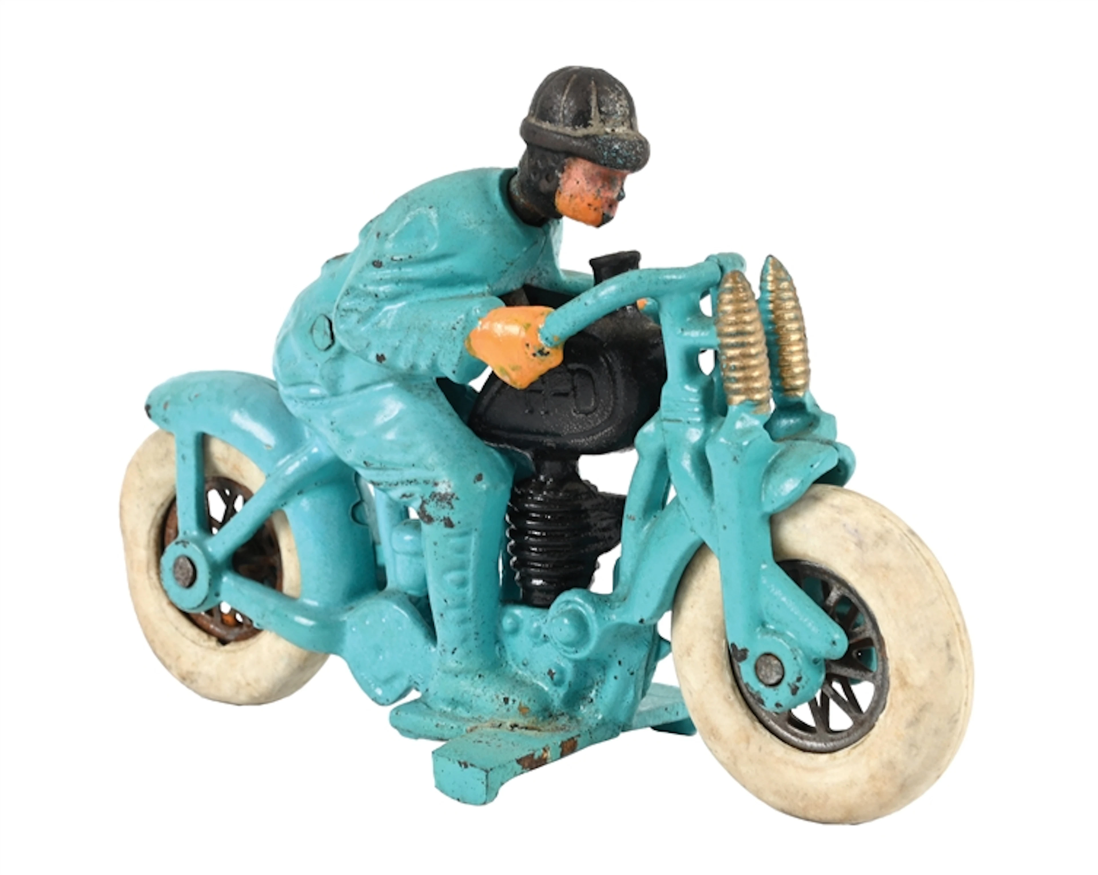 HUBLEY-STYLE CAST IRON HILL CLIMBER MOTORCYCLE TOY LIKELY RESTORED