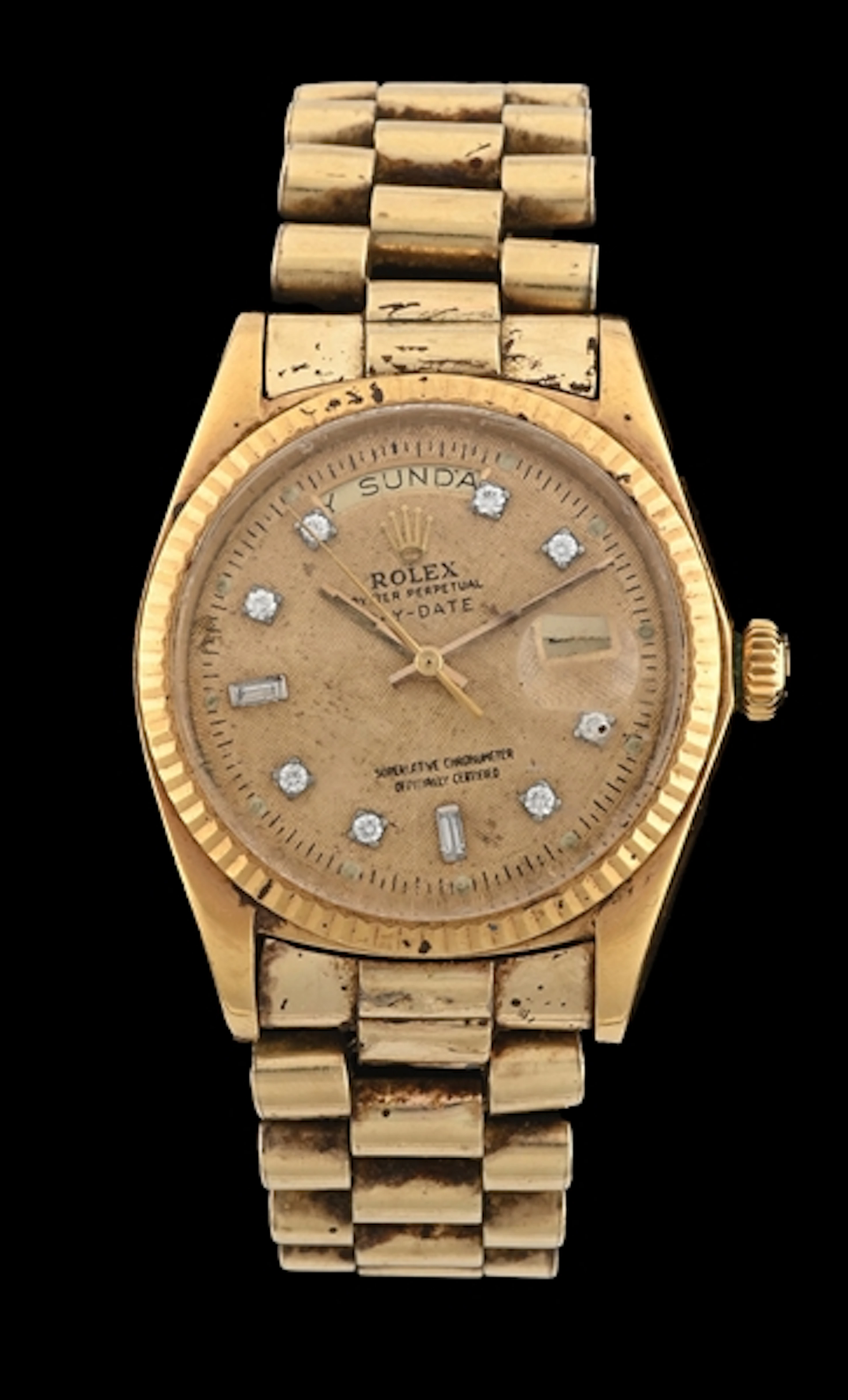 18K GOLD ROLEX OYSTER PERPETUAL DAY-DATE WRISTWATCH W/ 14K BRACELET