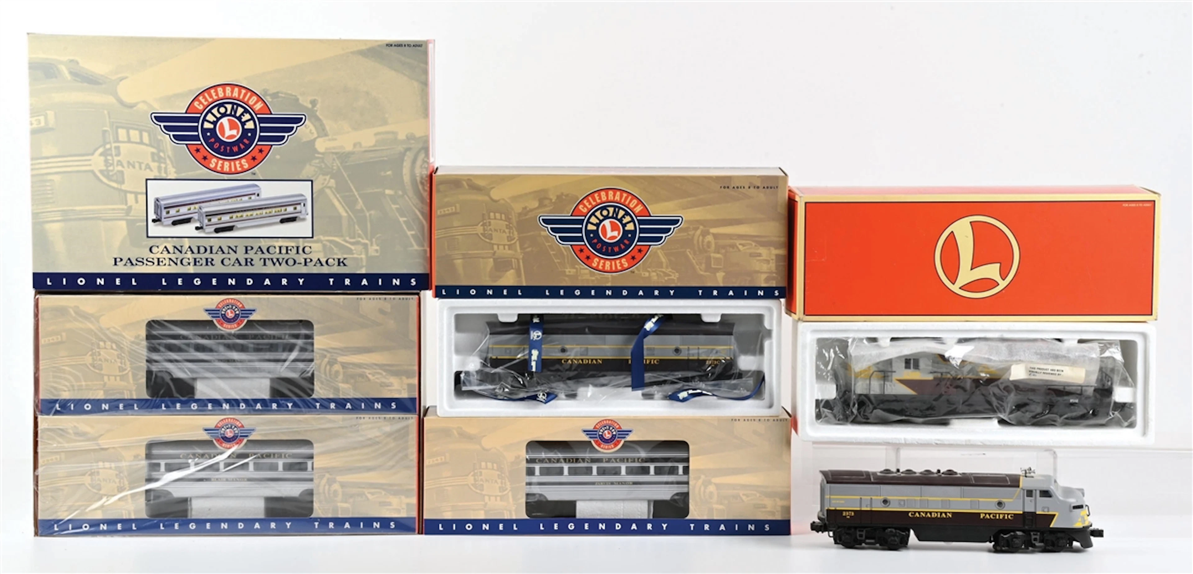 LOT OF 5: LIONEL CANADIAN PACIFIC LOCOMOTIVES & CARS