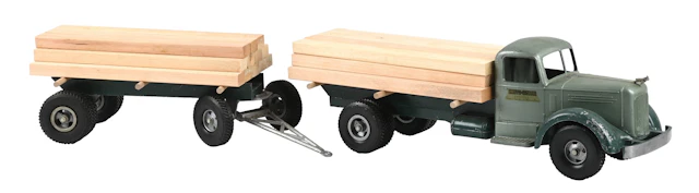 LOT OF 2: SMITH-MILLER LOG TRUCK WITH PUP TRAILER & LOGS