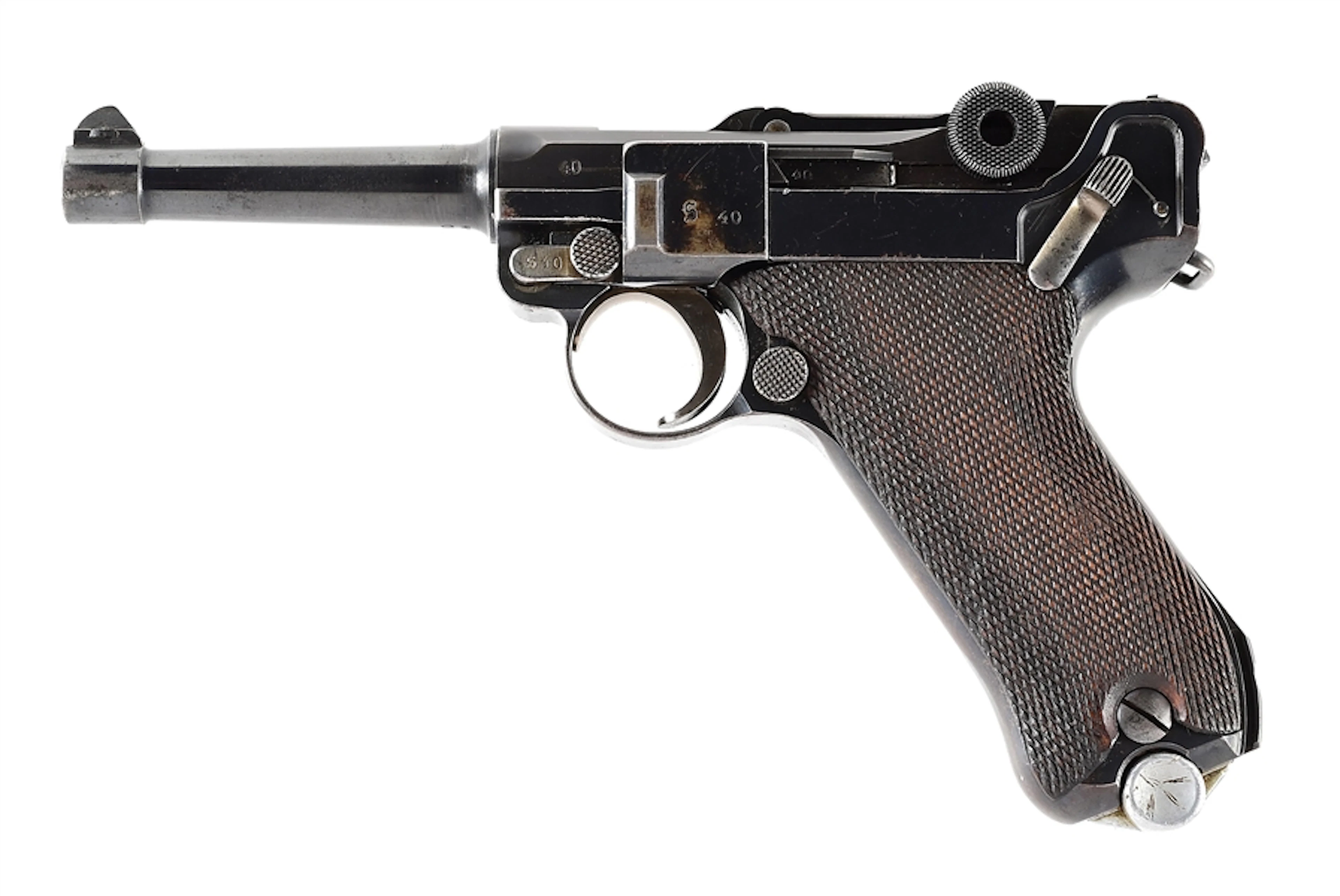 (C) MAUSER K DATE S/42 LUGER SEMI-AUTOMATIC PISTOL WITH HOLSTER.