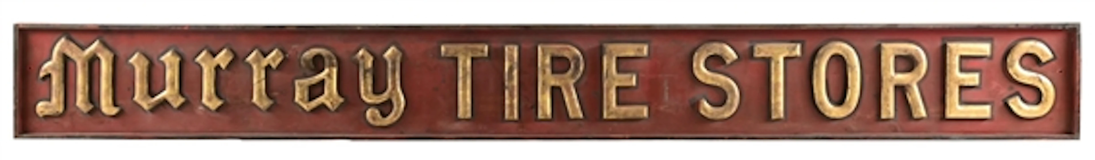 LARGE MURRAY TIRE STORES CARVED WOOD ADVERTISING SIGN