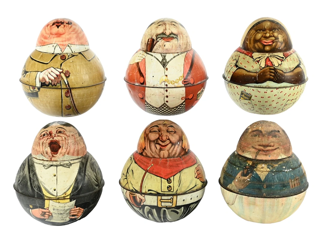 COLLECTION OF 6: "ROLY POLY" TOBACCO TINS
