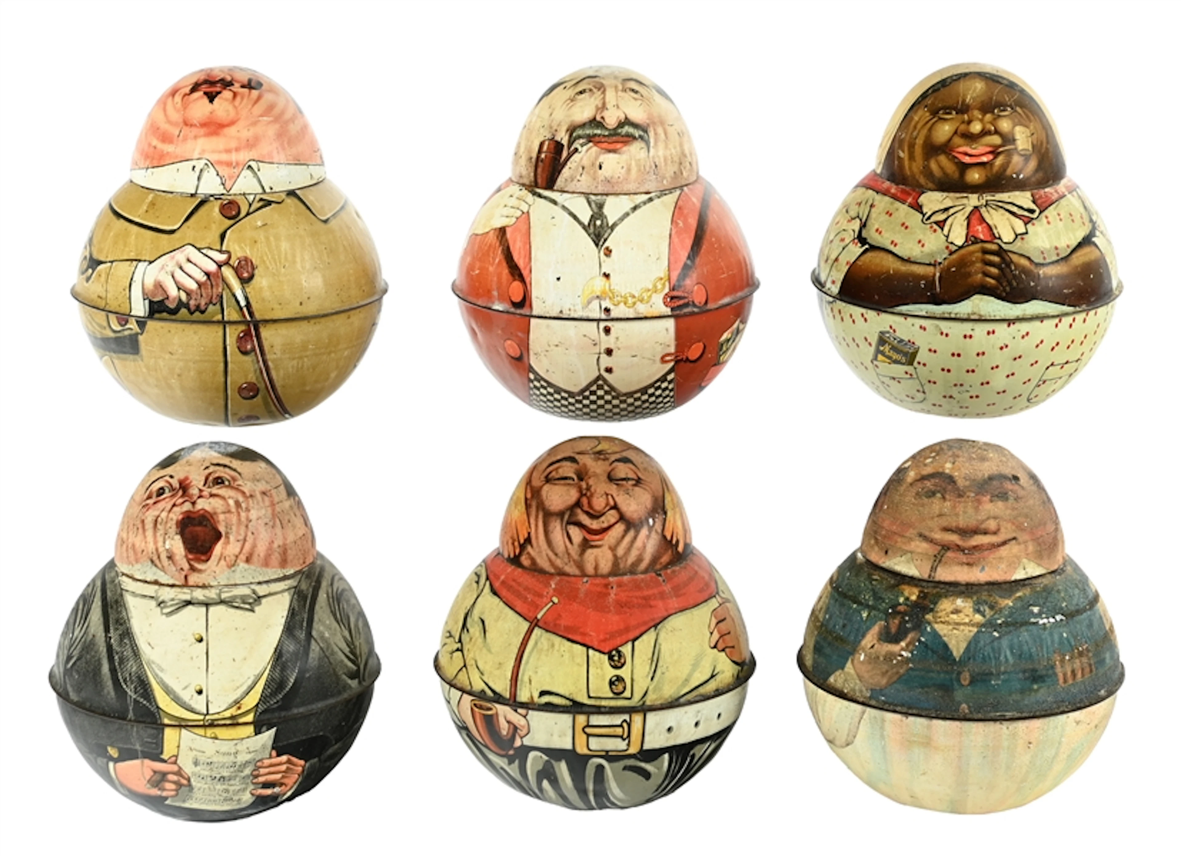 COLLECTION OF 6: "ROLY POLY" TOBACCO TINS