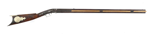 (A) A.H. BEEBE MULE EAR PERCUSSION DOUBLE RIFLE.