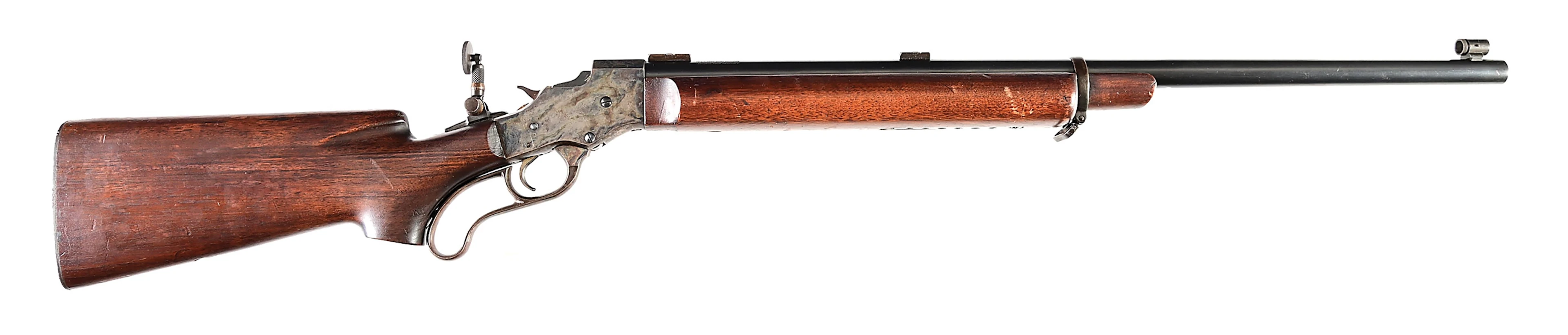 (C) STEVENS WALNUT HILL MILITARY STYLE SINGLE SHOT TARGET RIFLE.