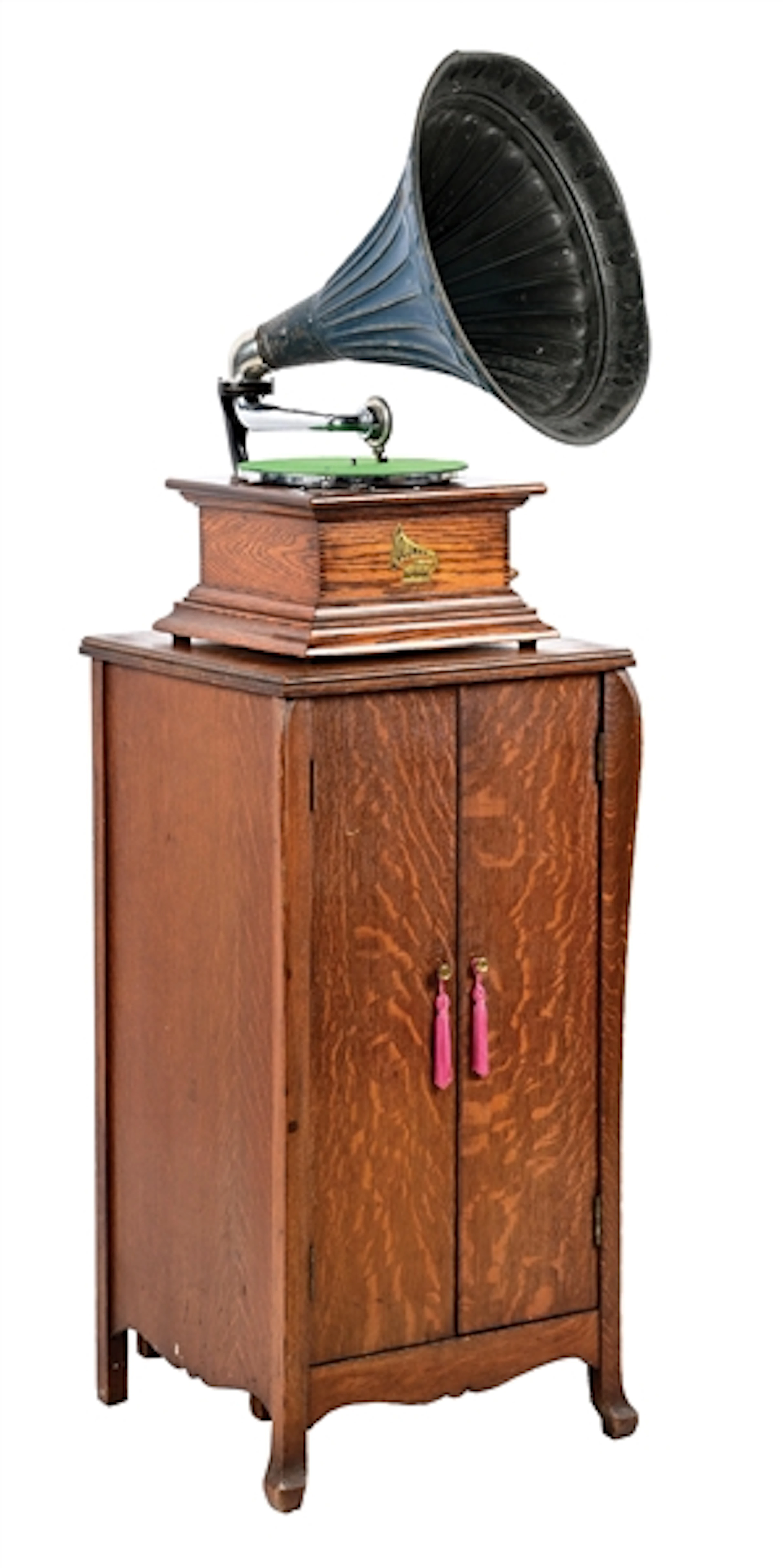 COLUMBIA GRAPHOPHONE DISC PHONOGRAPH ON OAK CABINET