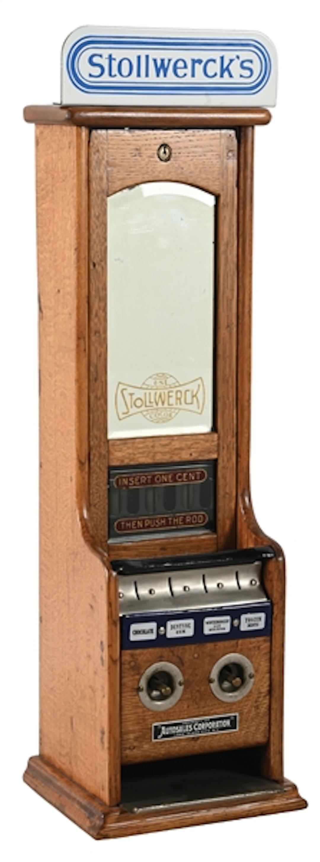1¢ STOLLWERCK'S CHOCOLATE CONFECTIONS & CHEWING GUM VENDING MACHINE