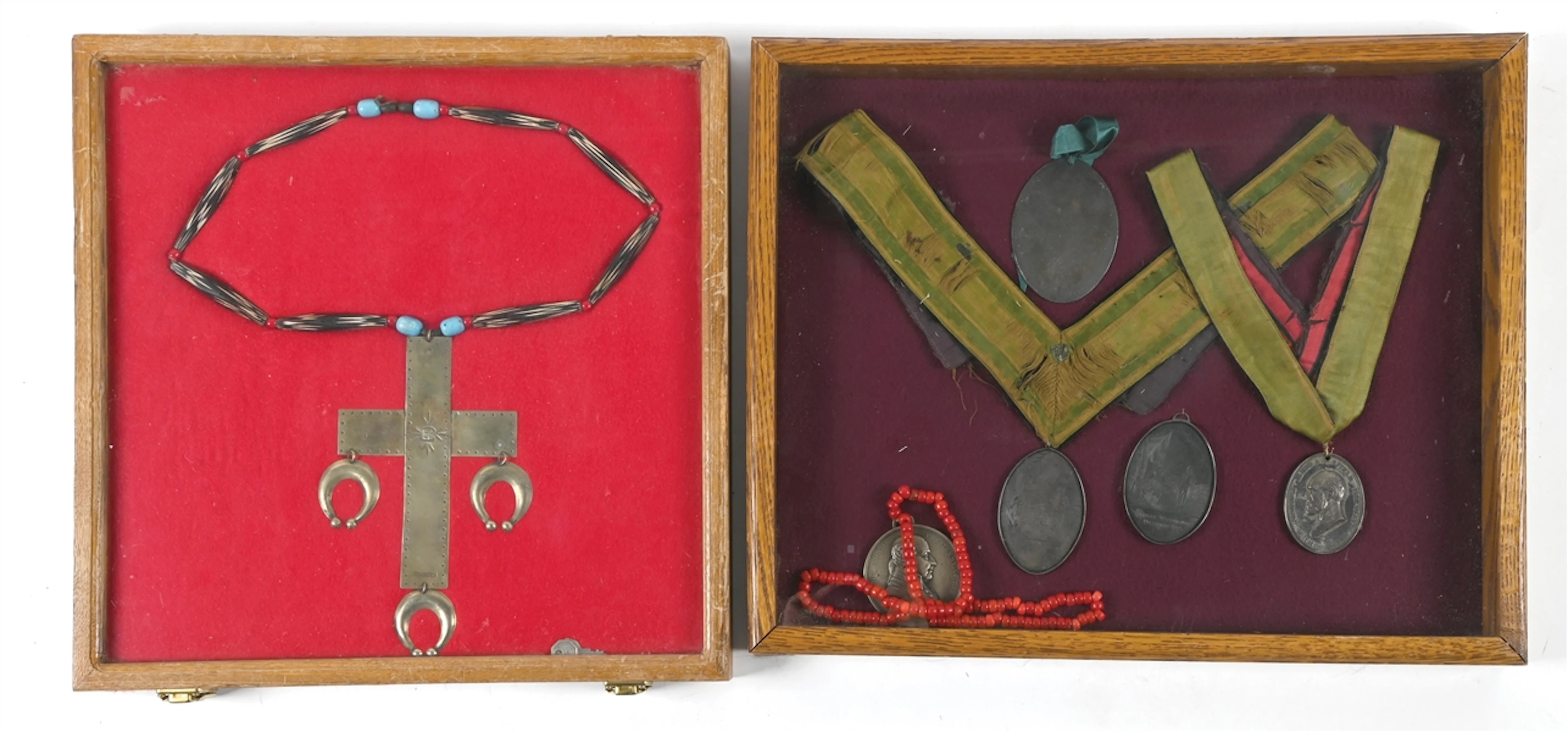 LOT OF 2: REPRODUCTION TRADE SILVER & PEACE MEDALS