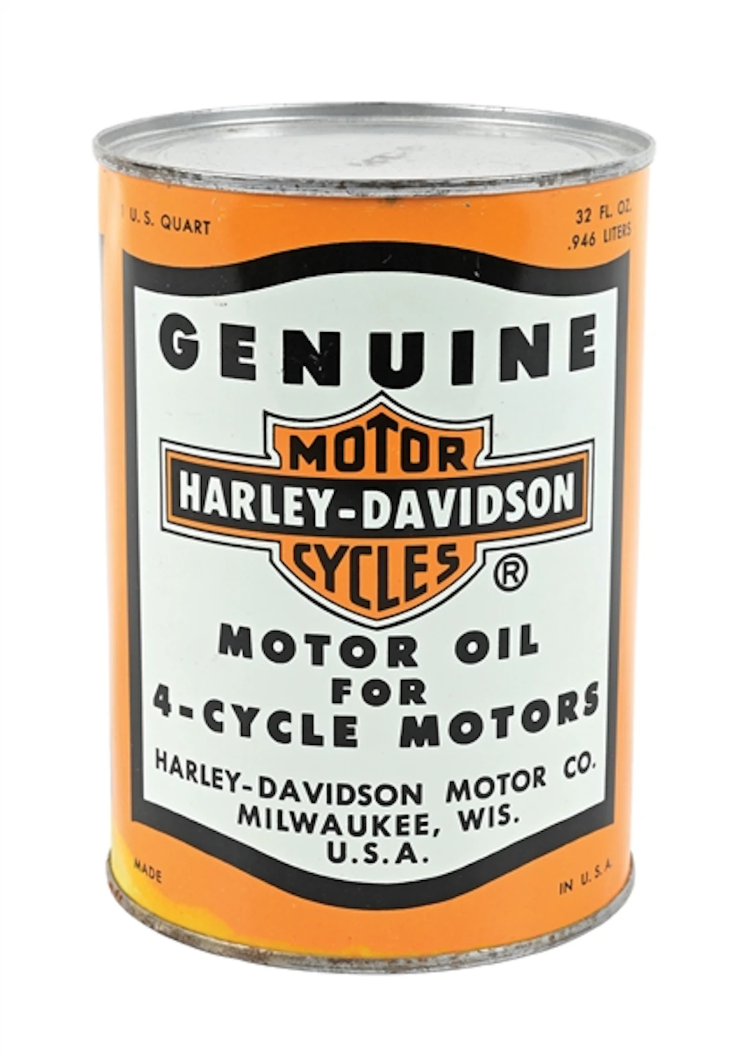 HARLEY-DAVIDSON MOTORCYCLE MOTOR OIL FOR 4-CYCLE MOTORS ONE QUART CAN