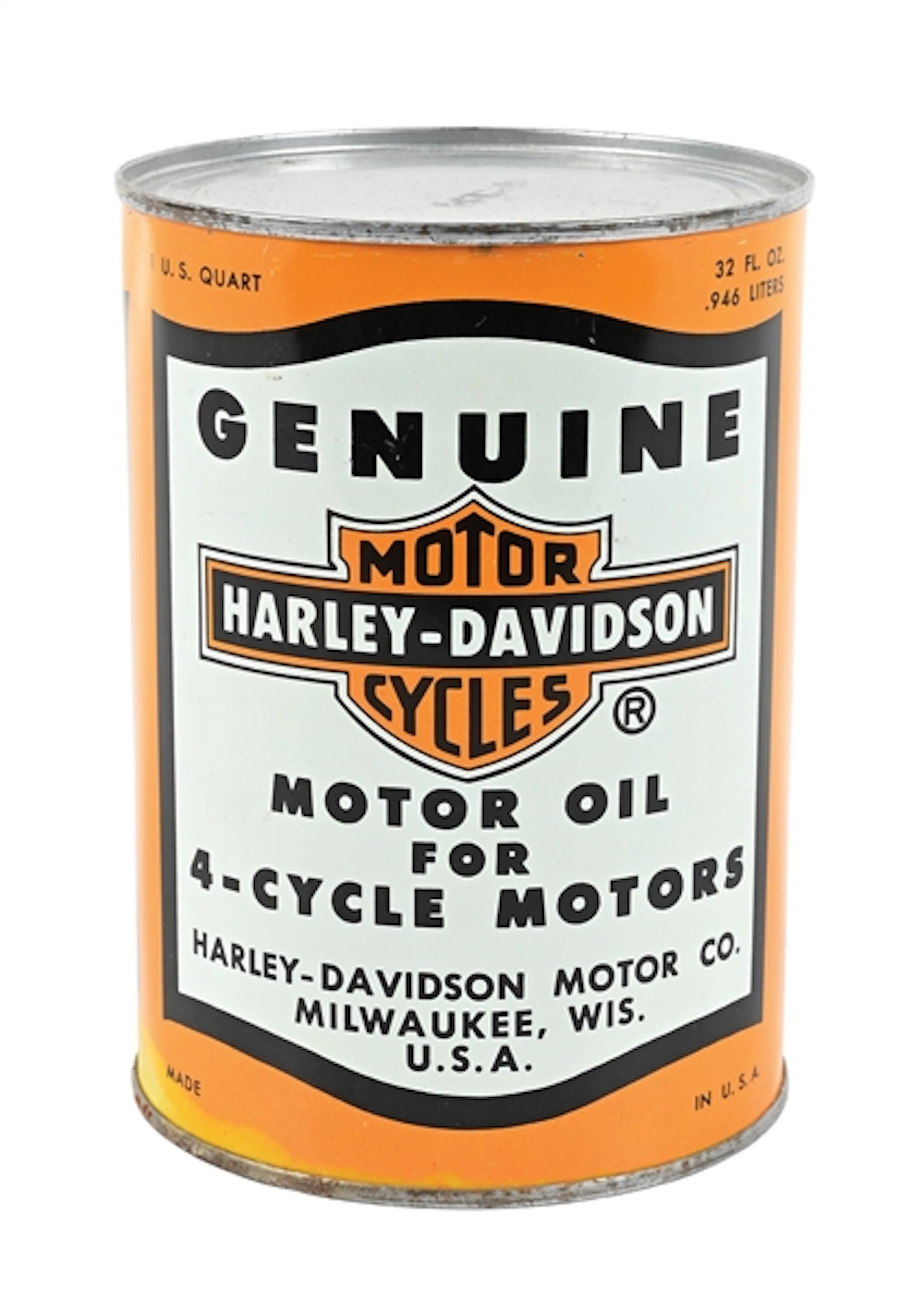 HARLEY-DAVIDSON MOTORCYCLE MOTOR OIL FOR 4-CYCLE MOTORS ONE QUART CAN