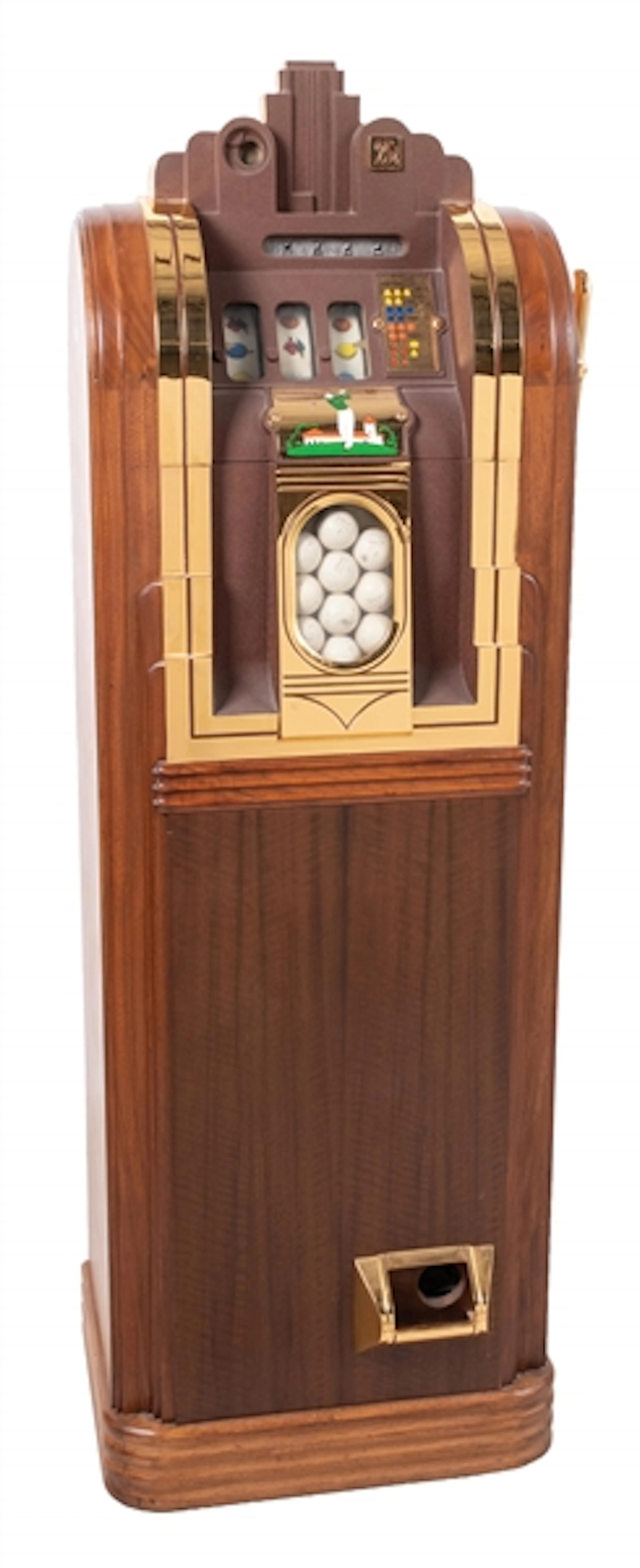 25¢ MILLS EXTRAORDINARY CLUB CONSOLE GOLF BALL VENDOR SLOT MACHINE