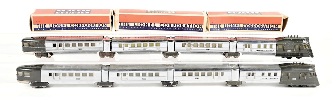 LOT OF 2: PRE-WAR LIONEL O-GA. NO. 616 FLYING YANKEE STREAMLINE PASSENGER