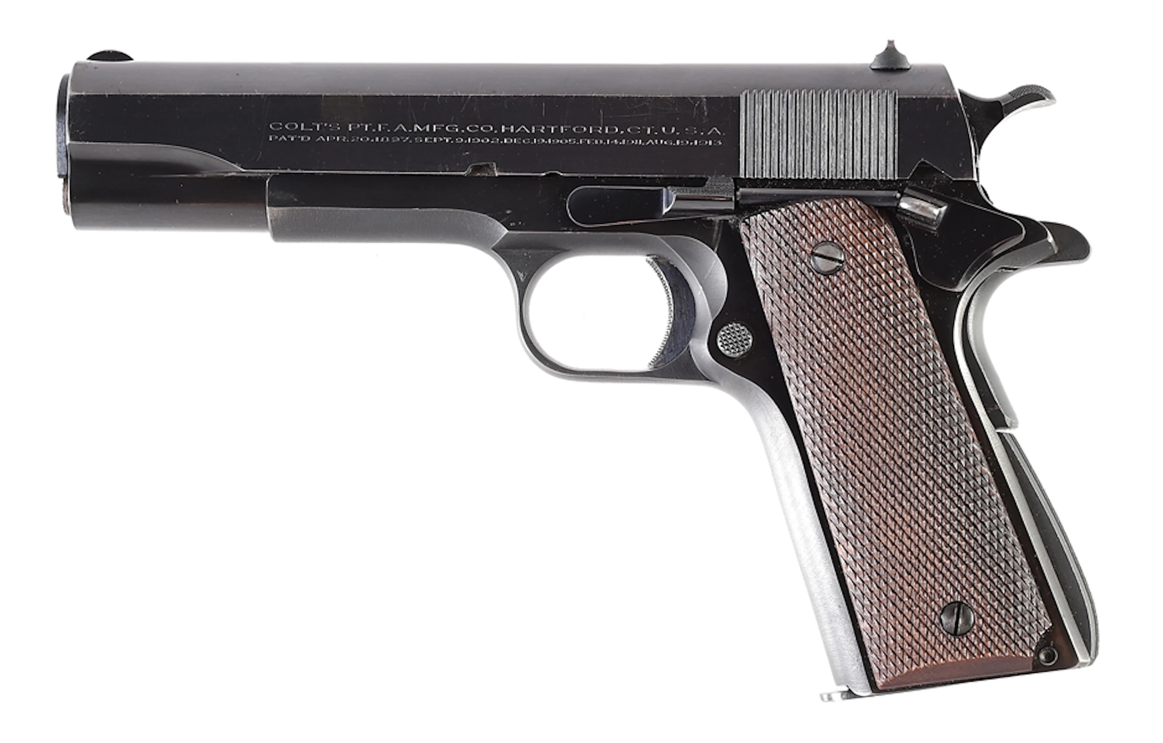 (C) COLT .38 SUPER SEMI-AUTOMATIC PISTOL WITH SUPER MATCH SLIDE (1947)