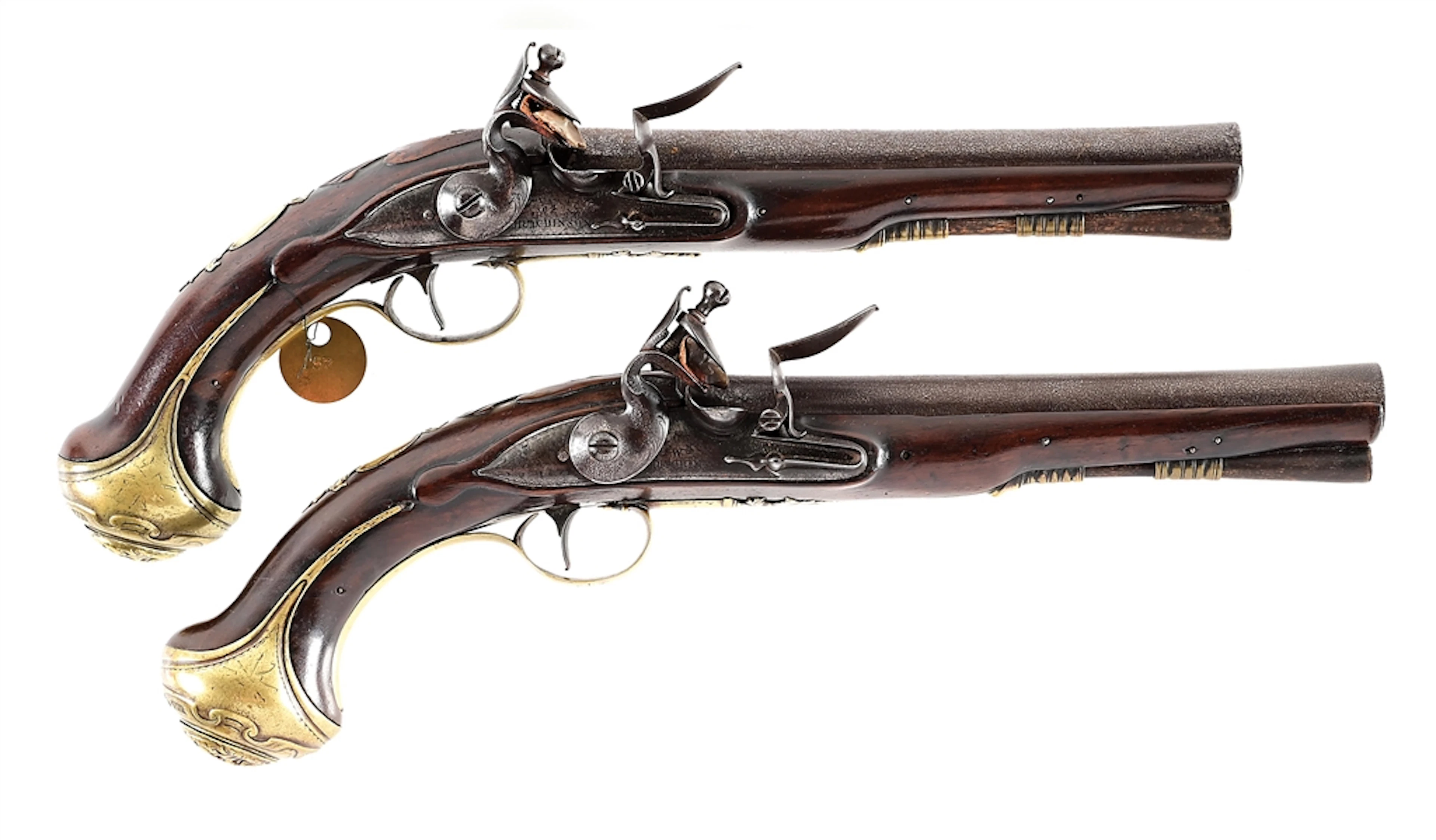 (A) PAIR OF BRITISH FLINTLOCK OFFICER'S PISTOLS BY HUTCHINSON.