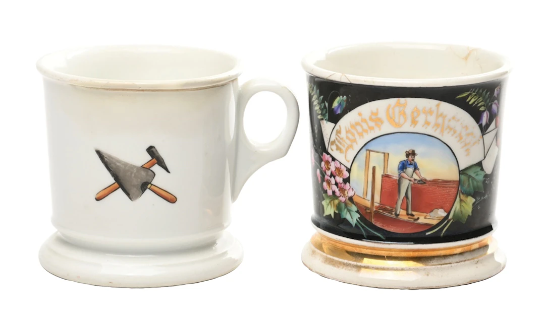 LOT OF 2: MASONRY OCCUPATIONAL SHAVING MUGS