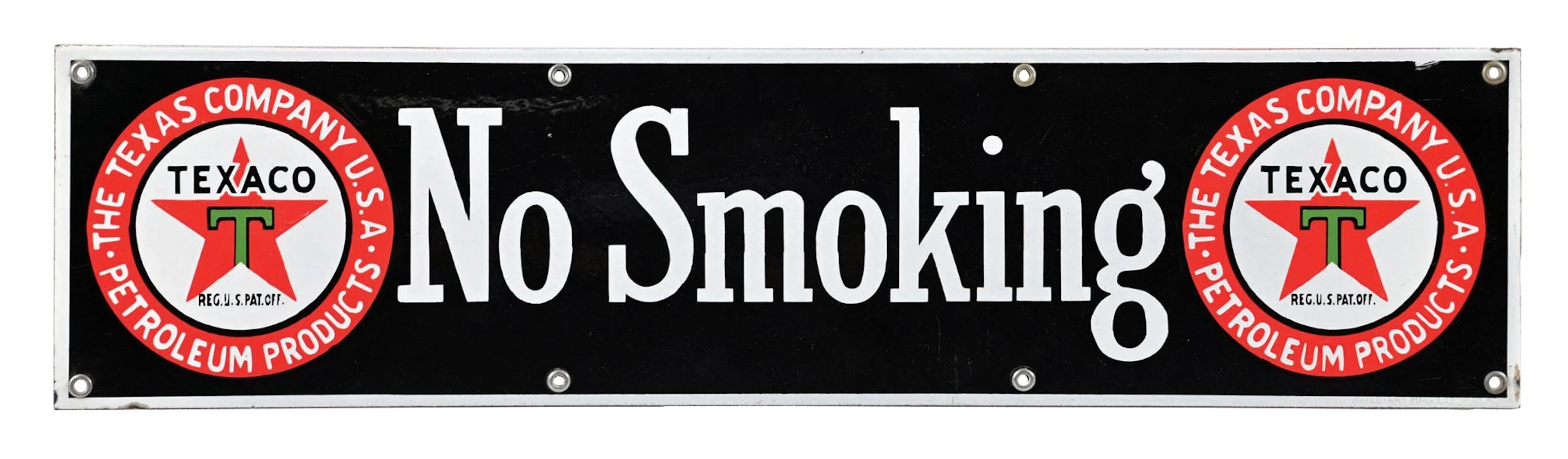 TEXACO NO SMOKING PORCELAIN STRIP SIGN