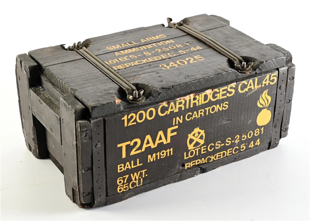 WWII 1200 ROUND CRATE OF USGI .45 ACP BALL AMMUNITION.