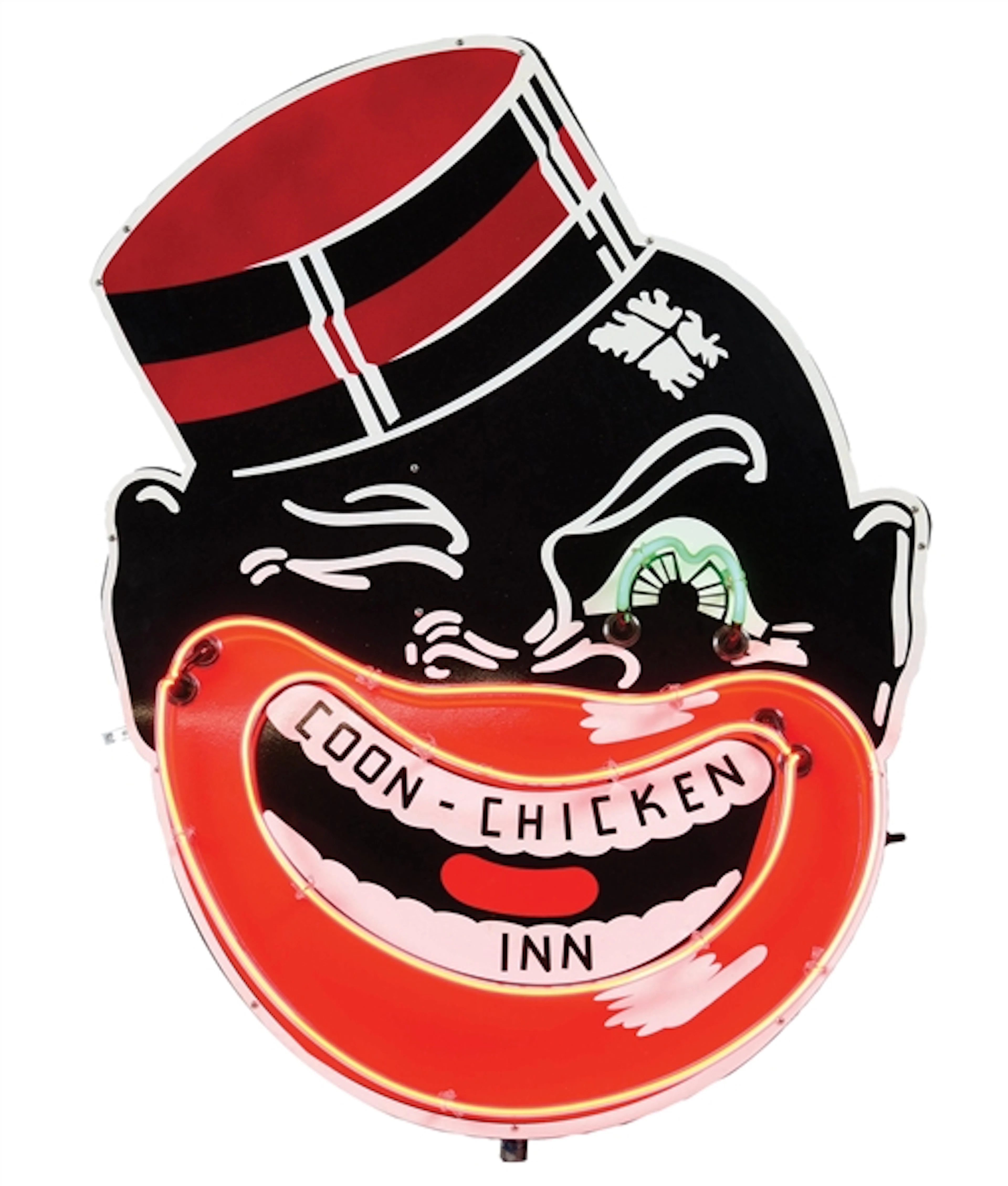 NEON COON-CHICKEN INN SIGN W/ MAN GRAPHIC