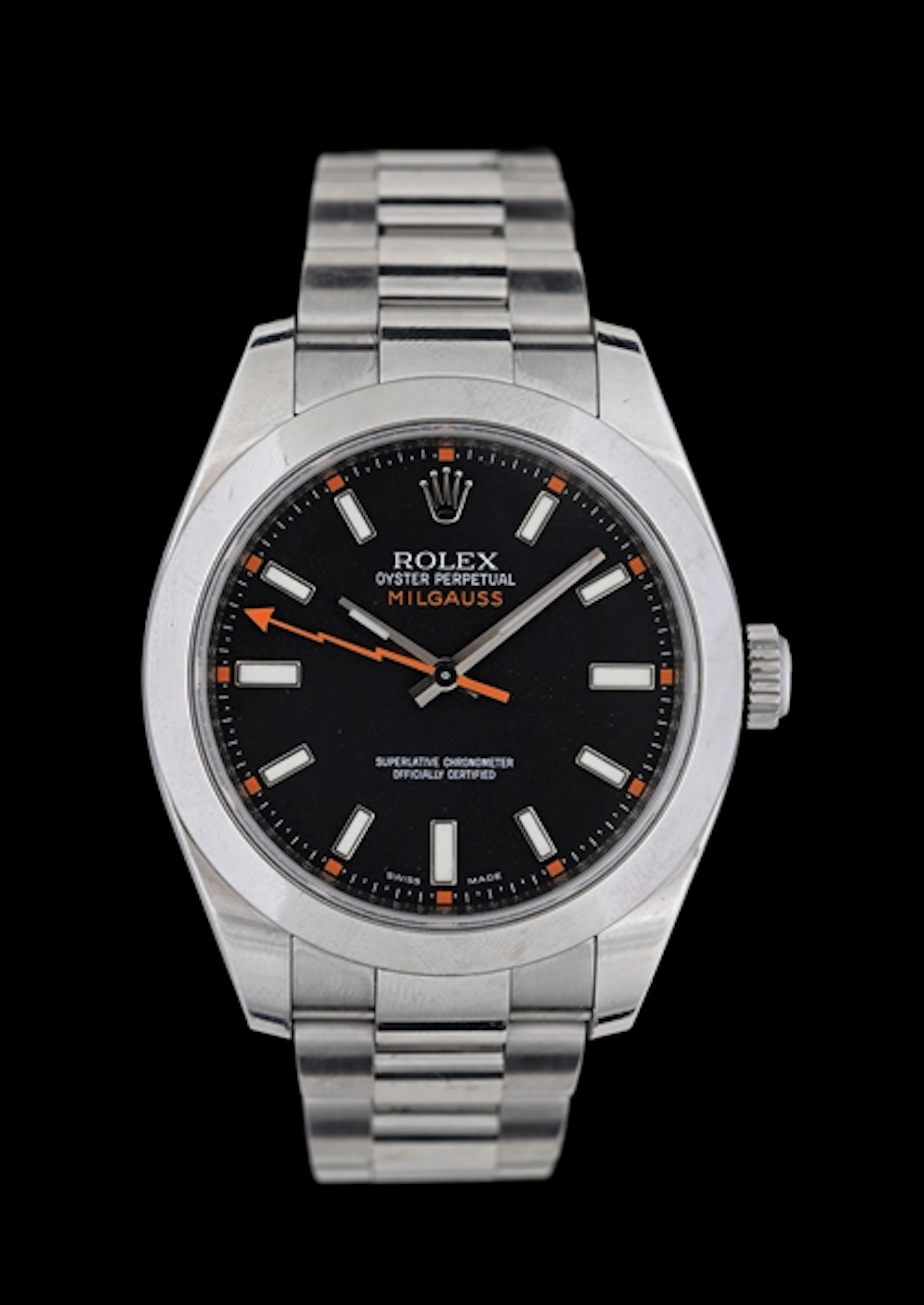 MENS 40MM ROLEX MILGAUSS REF. 116400 WRISTWATCH W/CARD & HANG TAGS