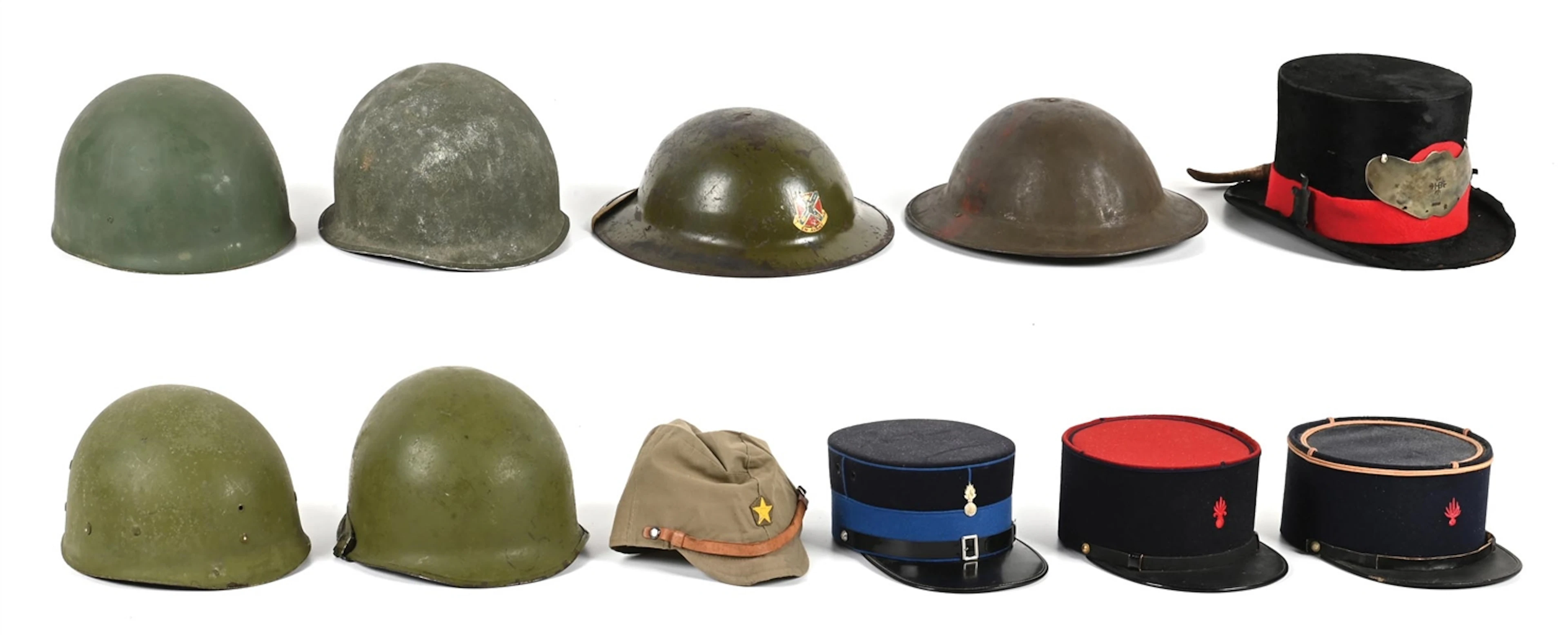 LOT OF MISCELLANEOUS US AND FRENCH HEADGEAR.