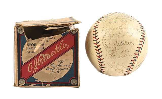 1933 AUTOGRAPHED PHILADELPHIA ATHLETICS BASEBALL WITH LOA CERTIFICATE