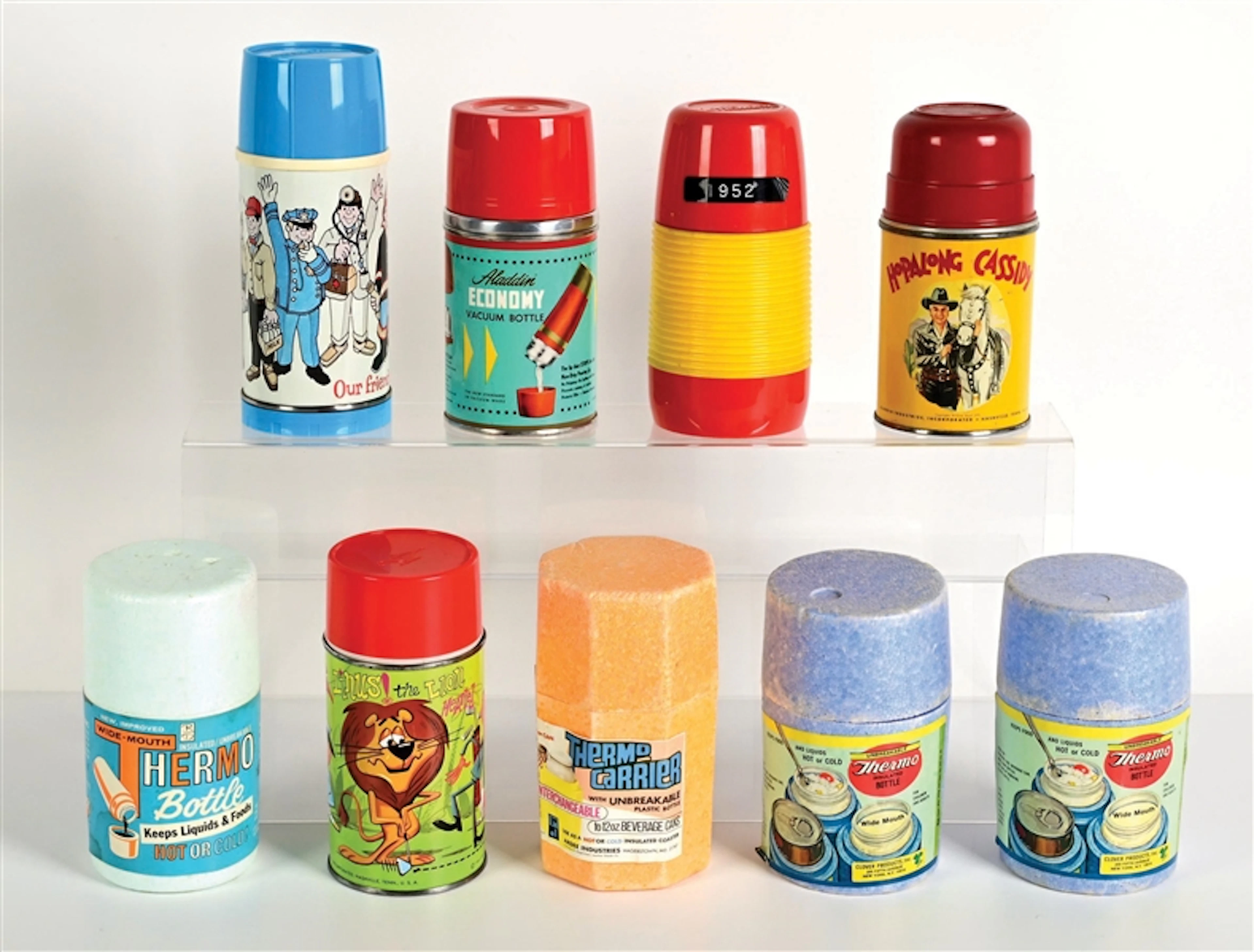 LOT OF 9: 4 ALADDIN THERMOSES, 2 ARDEE THERMOSES, 2 CLOVER THERMOSES