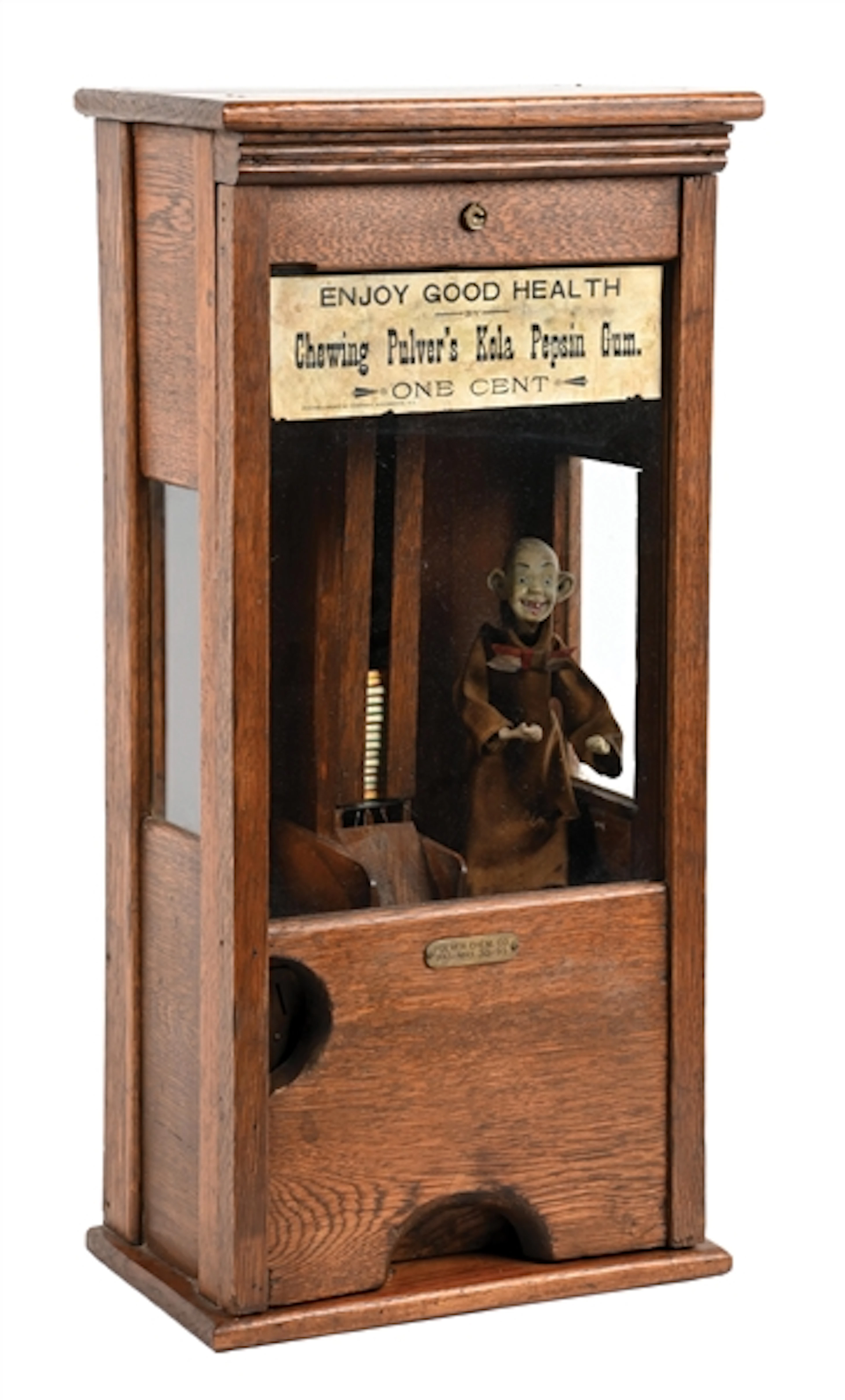 1¢ THIN CASE WOODEN PULVER TAB GUM VENDING MACHINE