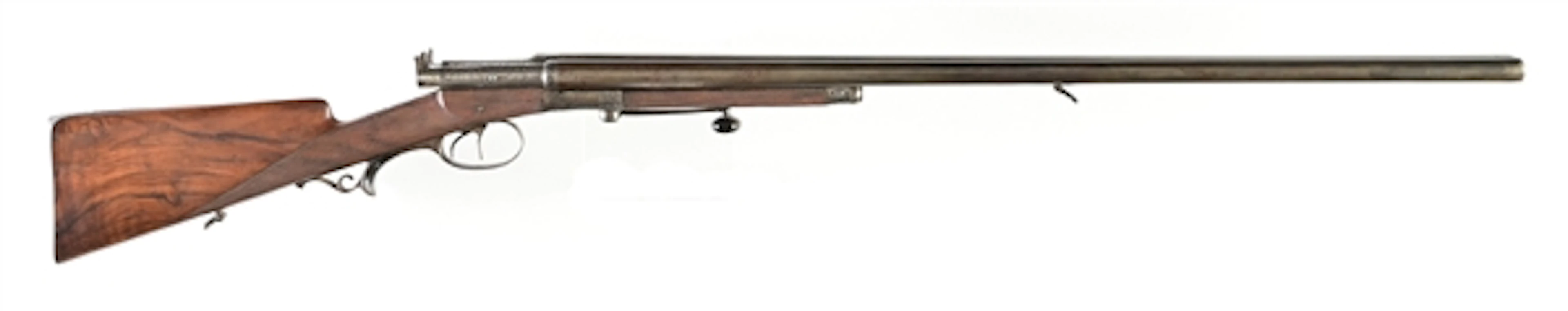 (A) ENGRAVED GERMANIC NEEDLE FIRE 12 BORE SIDE BY SIDE SHOTGUN.