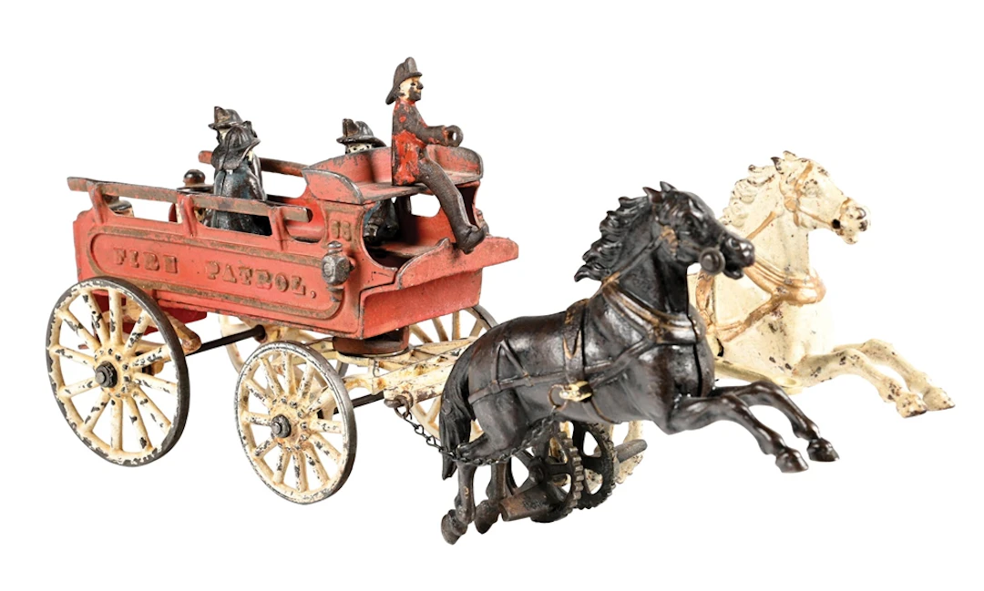 CARPENTER CAST IRON FIRE PATROL HORSE-DRAWN WAGON