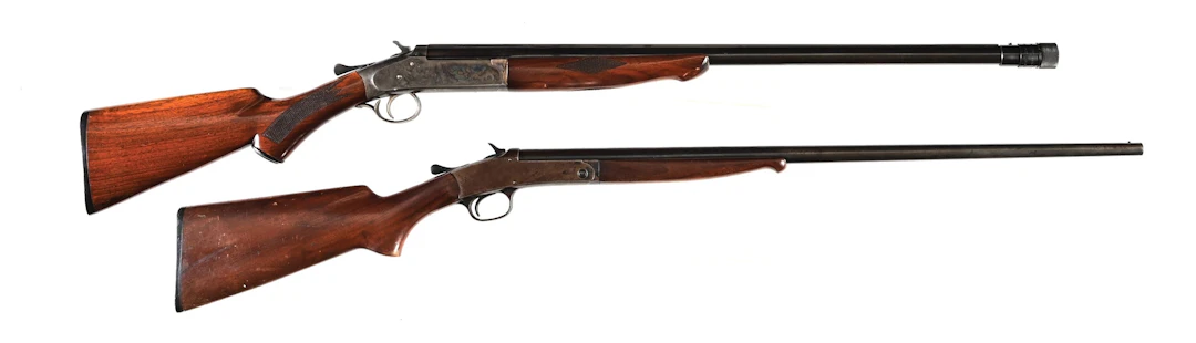 (C) LOT OF 2: IVER JOHNSON AND WINCHESTER MODEL 20 SINGLE SHOT SHOTGUNS.