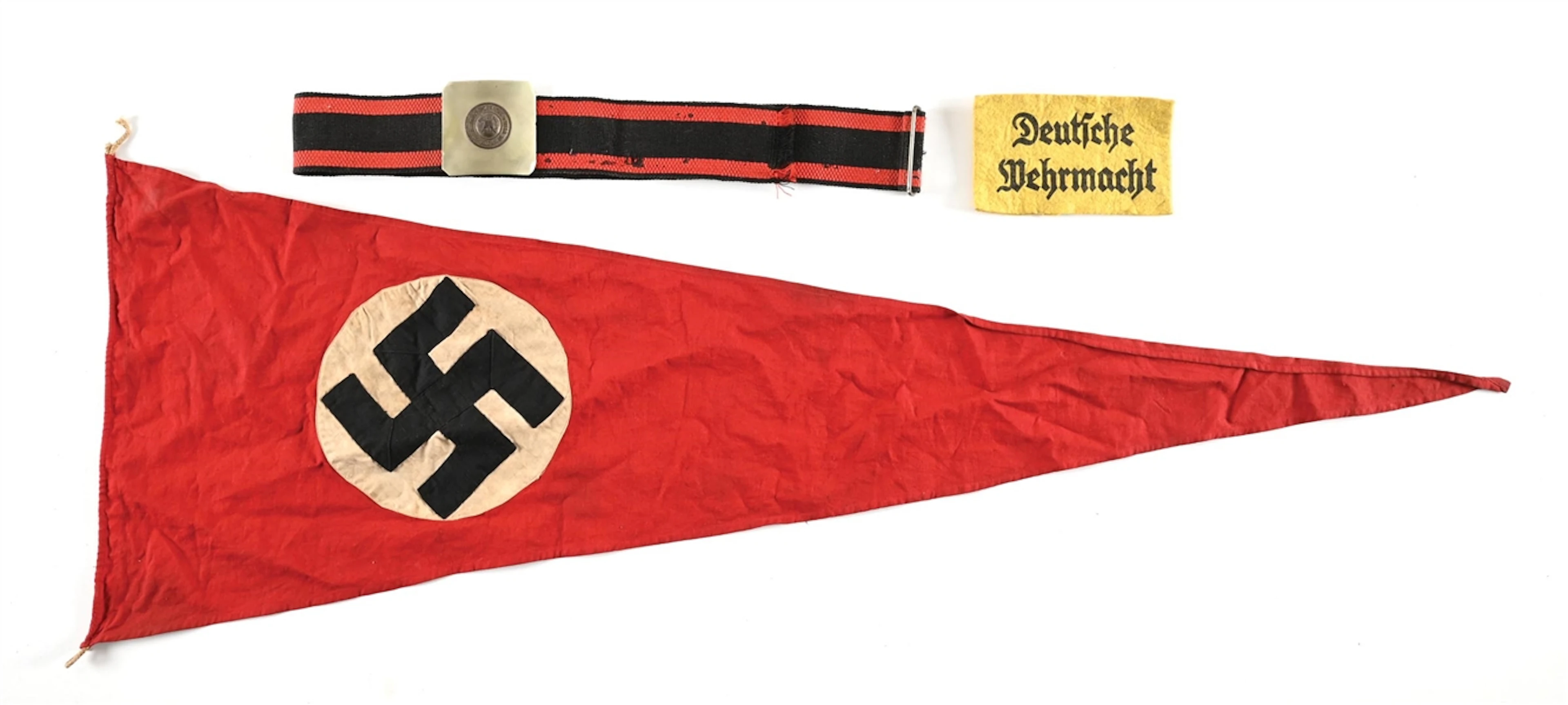 THIRD REICH PENNANT, ARMBAND, AND BELT.