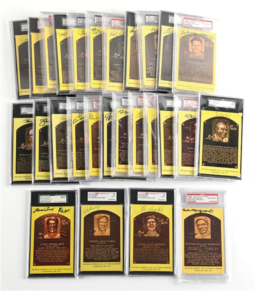 LOT OF 27: YELLOW HOF PLAQUES PSA AND JSA