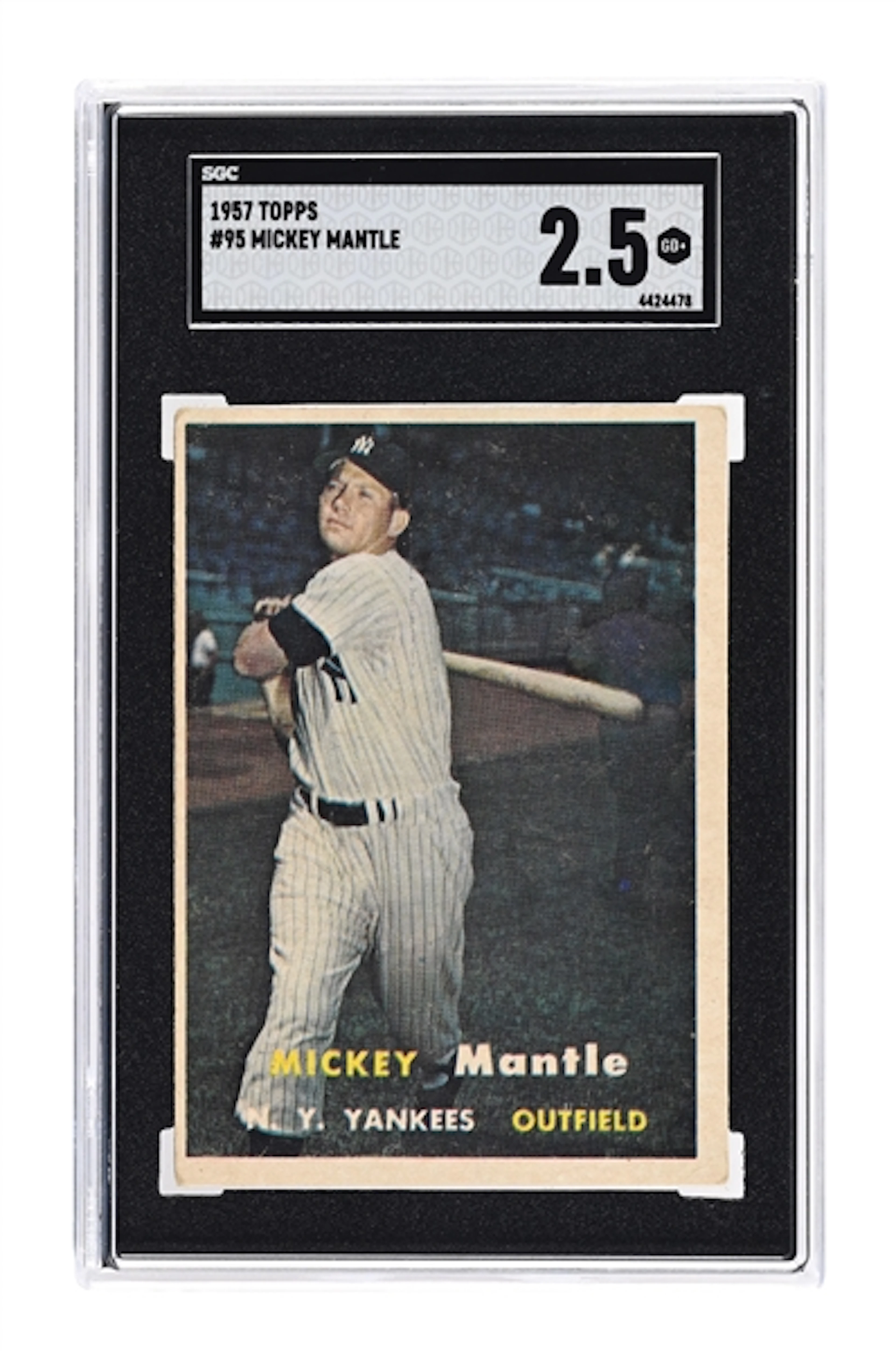 1957 TOPPS #95 MICKEY MANTLE SGC 2.5.