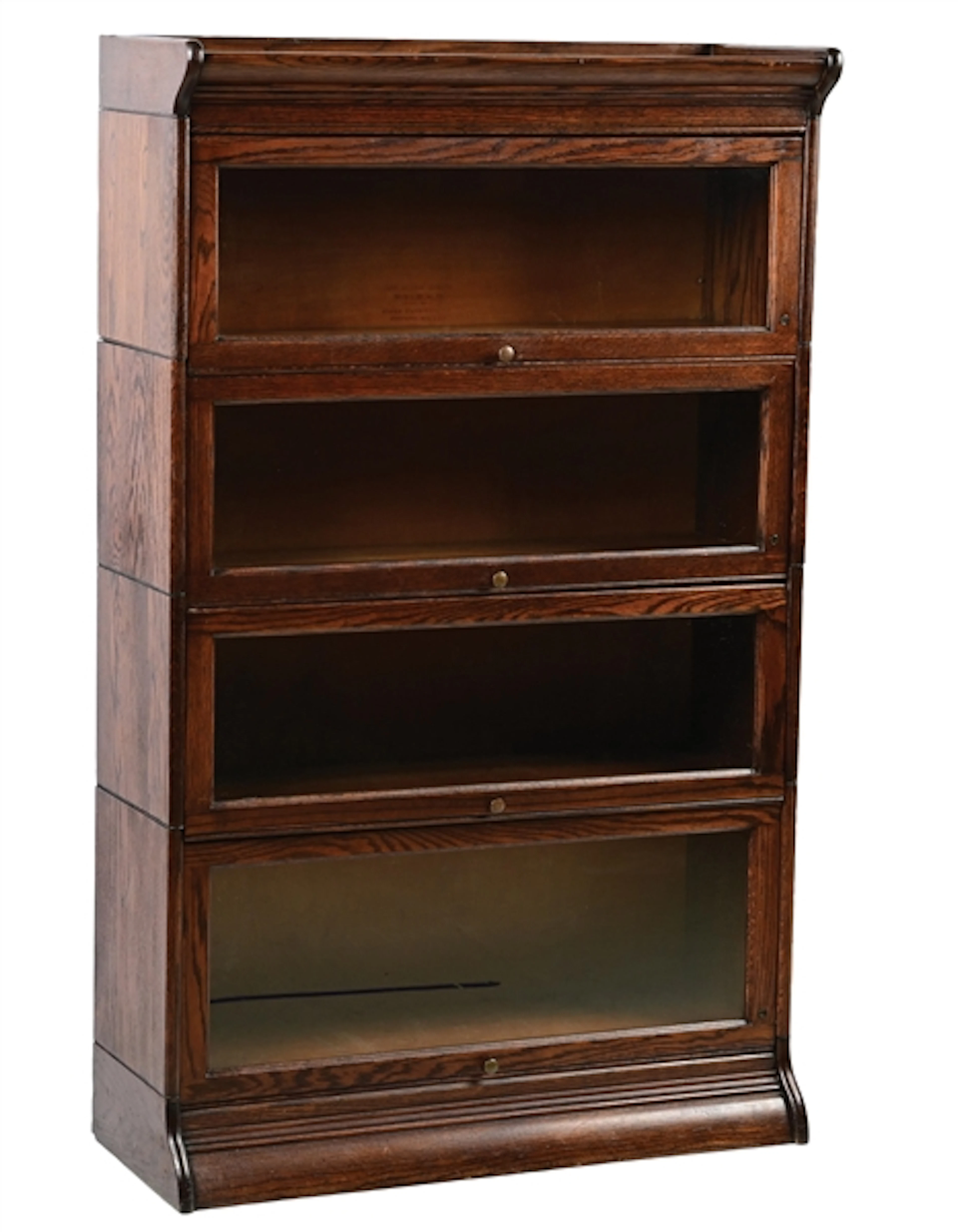 ANTIQUE OAK WOOD STACKABLE BARRISTER BOOKCASE WITH GLASS DOORS