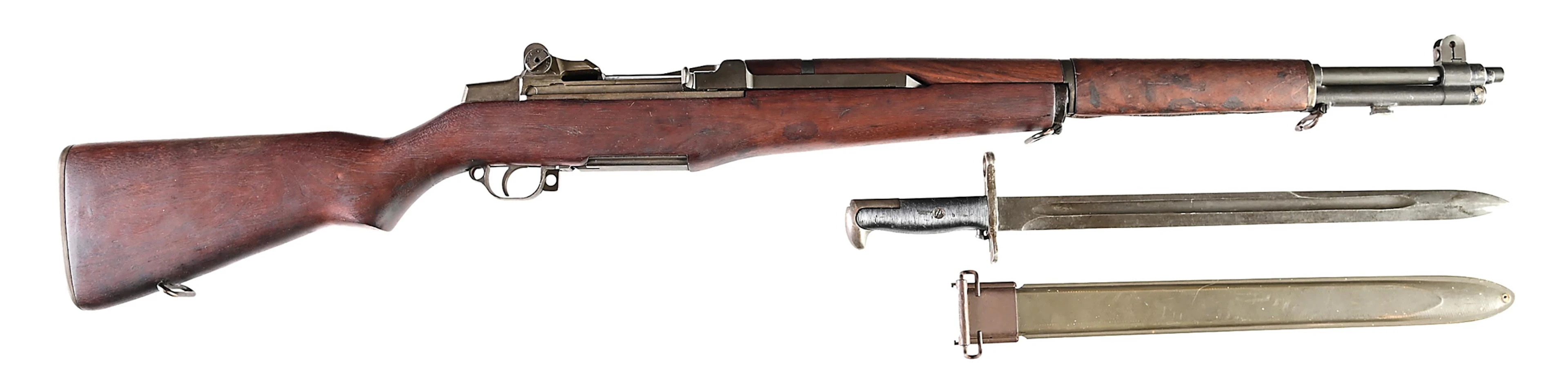 (C) LEND-LEASE SPRINGFIELD M1 GARAND SEMI-AUTOMATIC RIFLE WITH BAYONET.