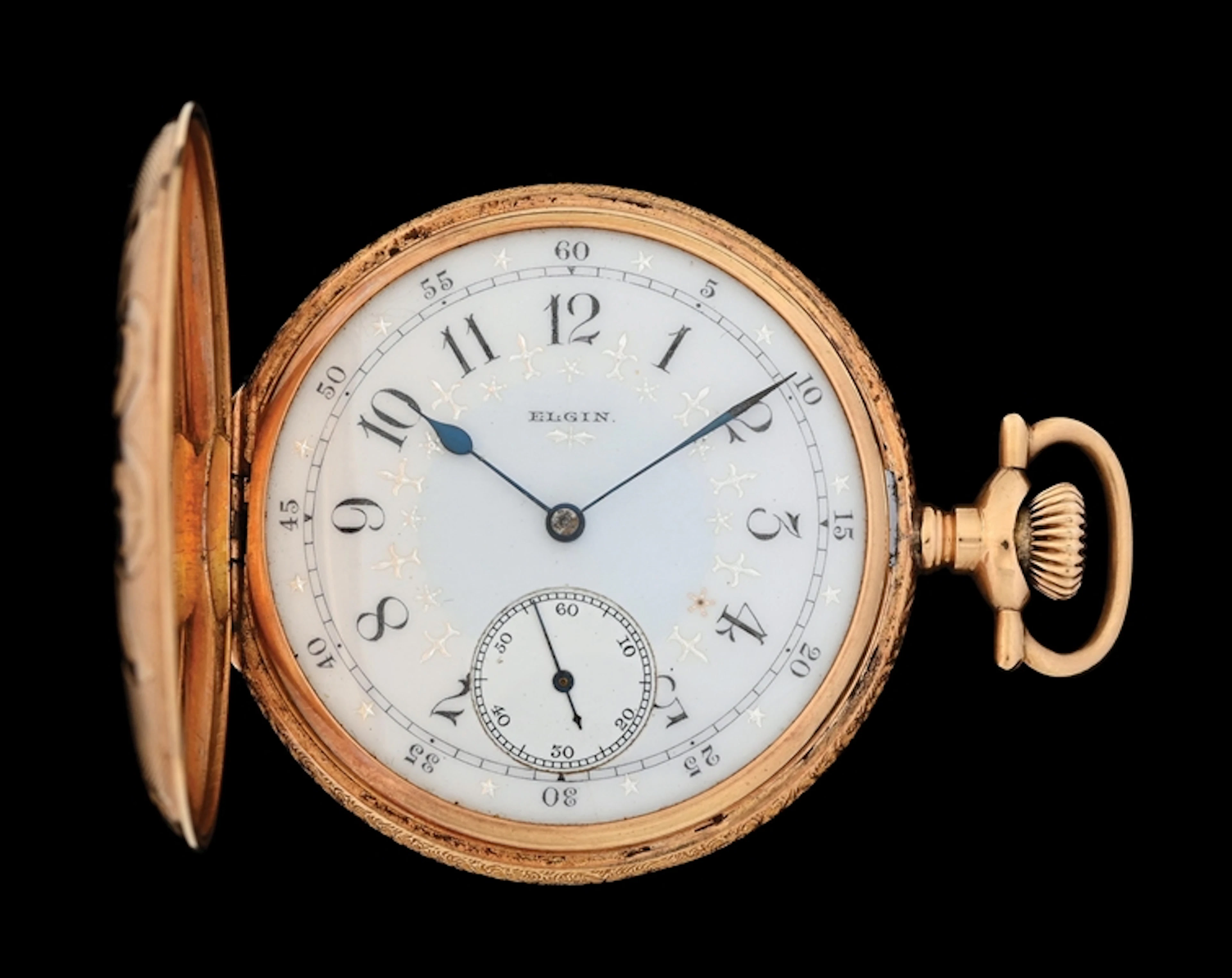 14K MULTI-COLOR GOLD ELGIN H/C POCKET WATCH