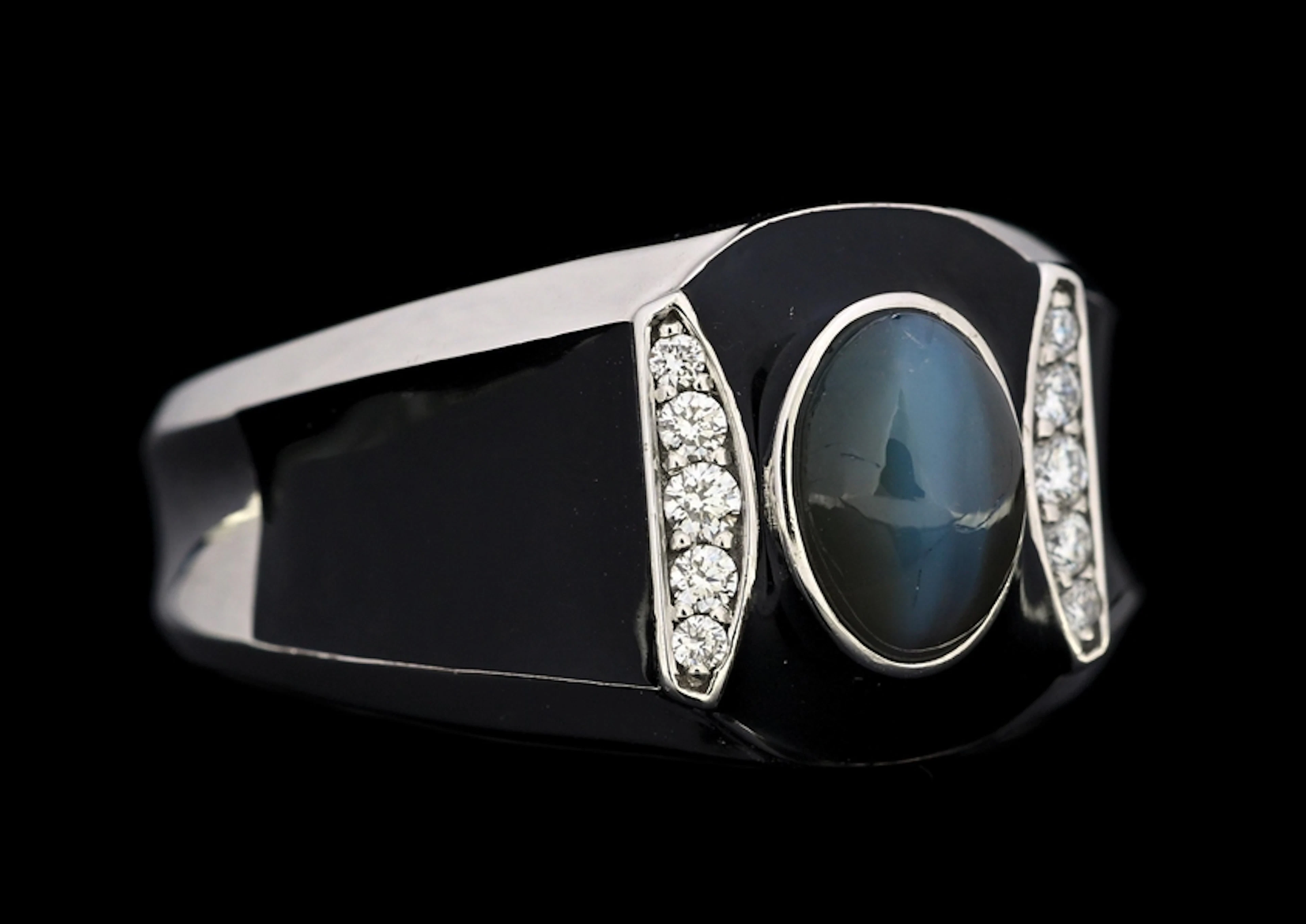 PLATINUM CATS-EYE ALEXANDRITE & DIAMOND RING W/GIA REPORT