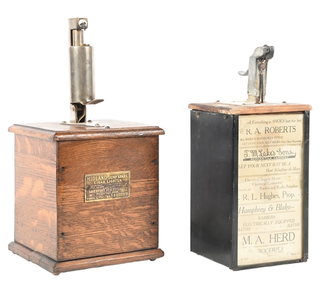 A PAIR OF EARLY CIGAR LIGHTERS: MIDLAND JUMP SPARK CIGAR LIGHTER AND