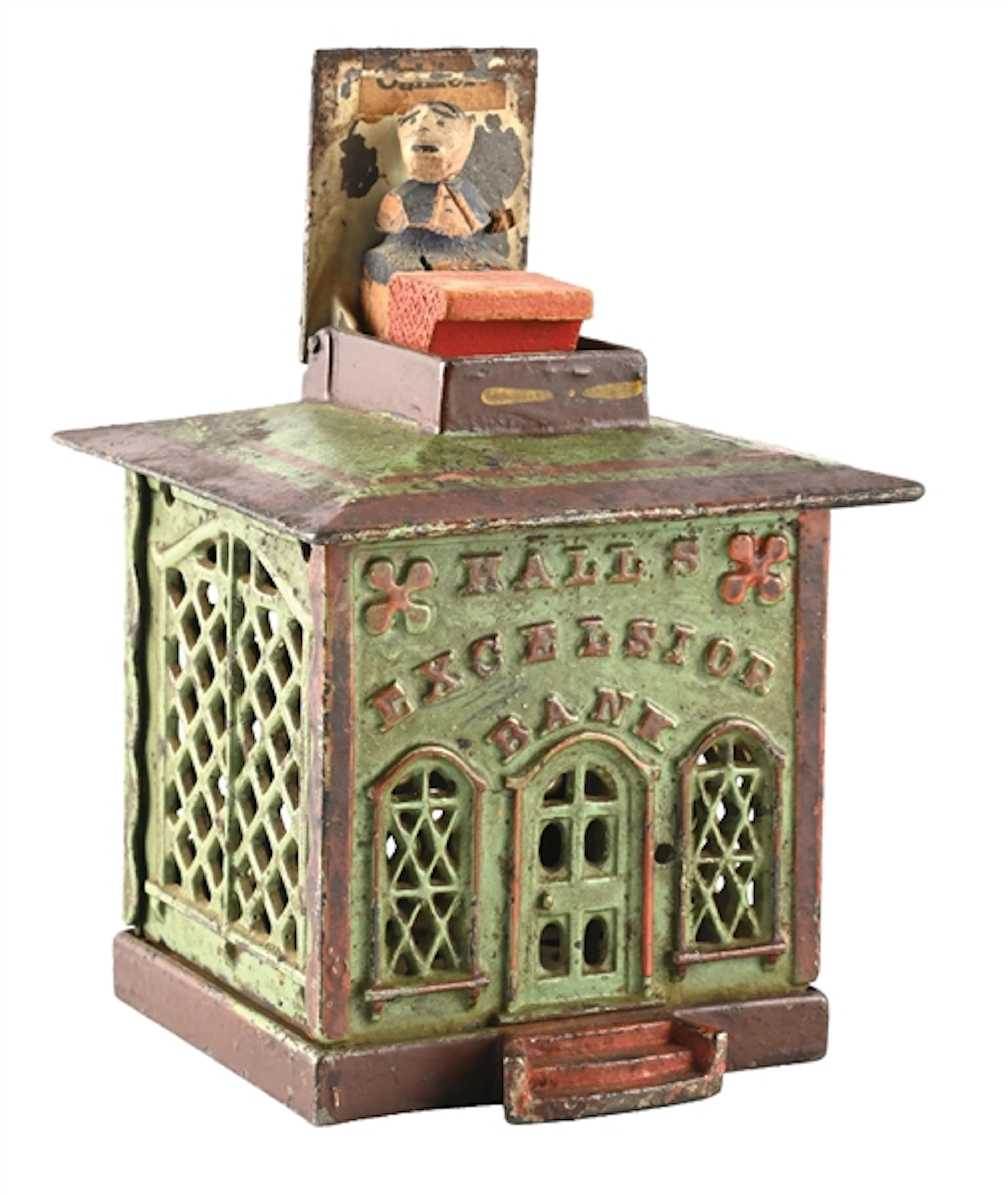 HALLS EXCELSIOR CAST IRON MECHANICAL BANK