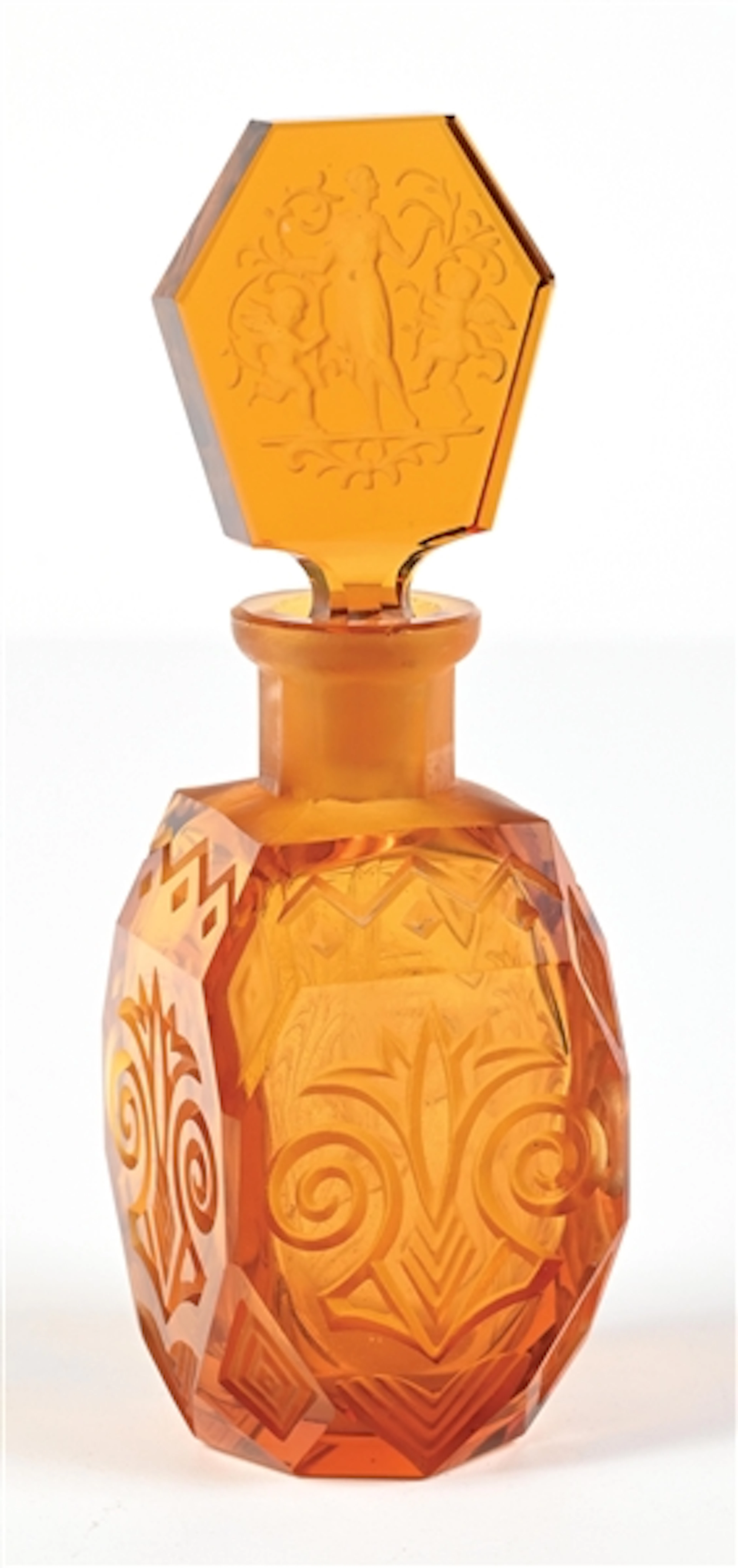JOSEF SCHMIDT AMBER GLASS PERFUME BOTTLE