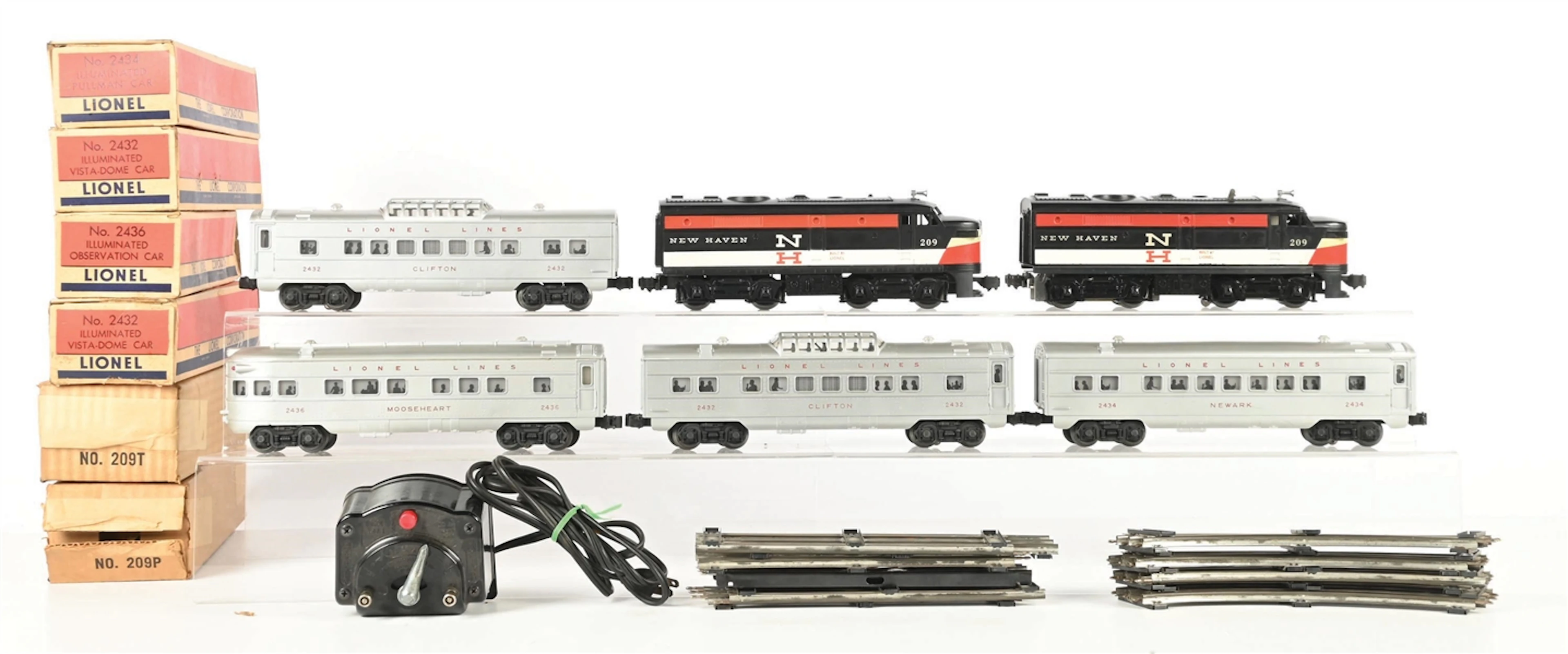 LIONEL POSTWAR O. GAUGE SET NO. 1608W NEW HAVEN DIESEL PASSENGER SET