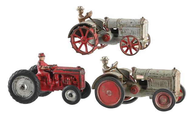 LOT OF 3: VINTAGE CAST IRON TOY TRACTORS