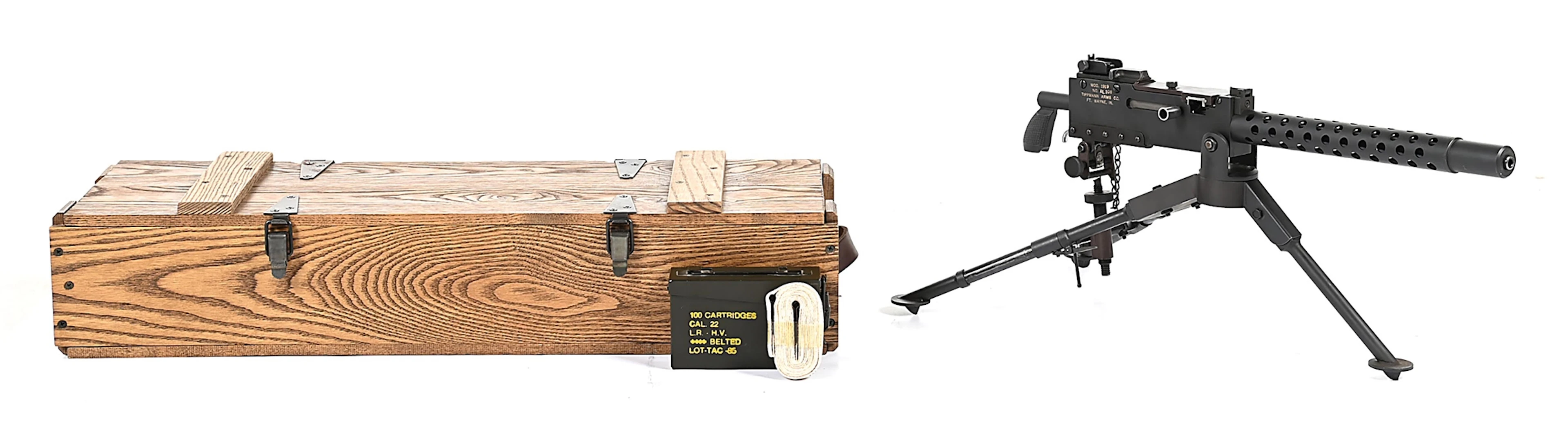 (N) TIPPMANN ARMS COMPANY 1919 MACHINE GUN WITH CRATE AND ACCESSORIES
