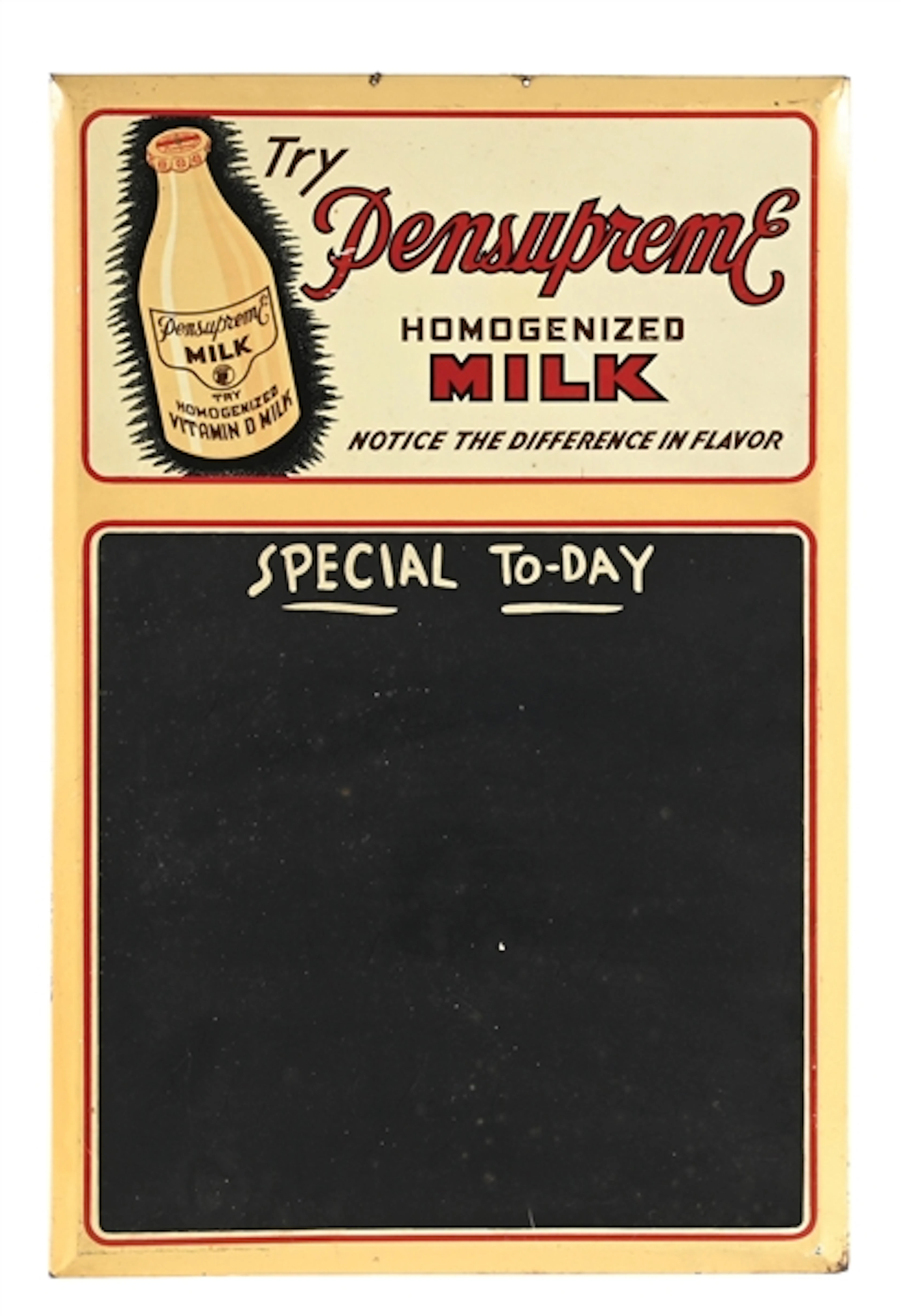 TRY PENSUPREME MILK TIN ADVERTISING MENU BOARD