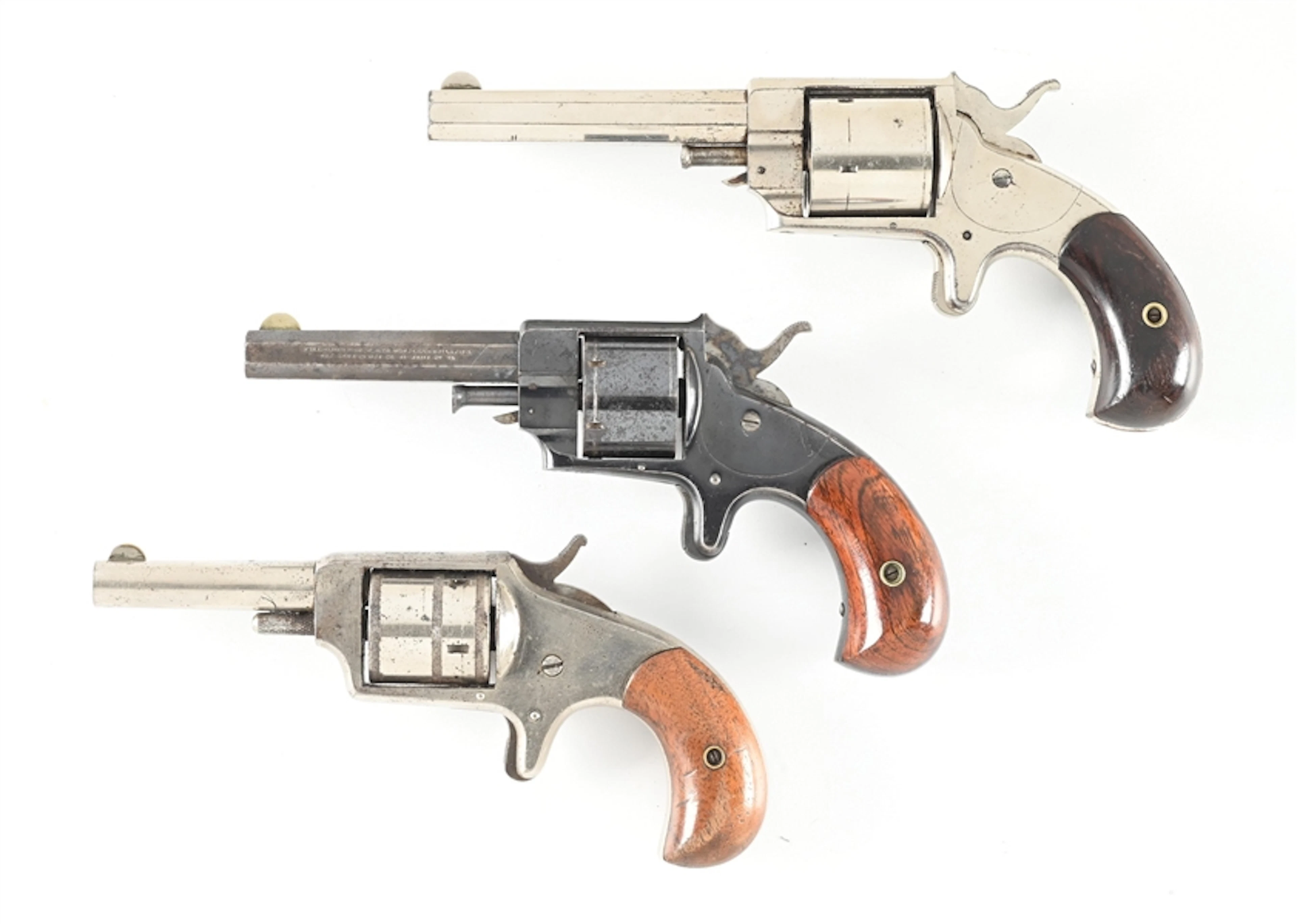 (A) LOT OF (3) 19TH CENTURY SPUR TRIGGER POCKET REVOLVERS.