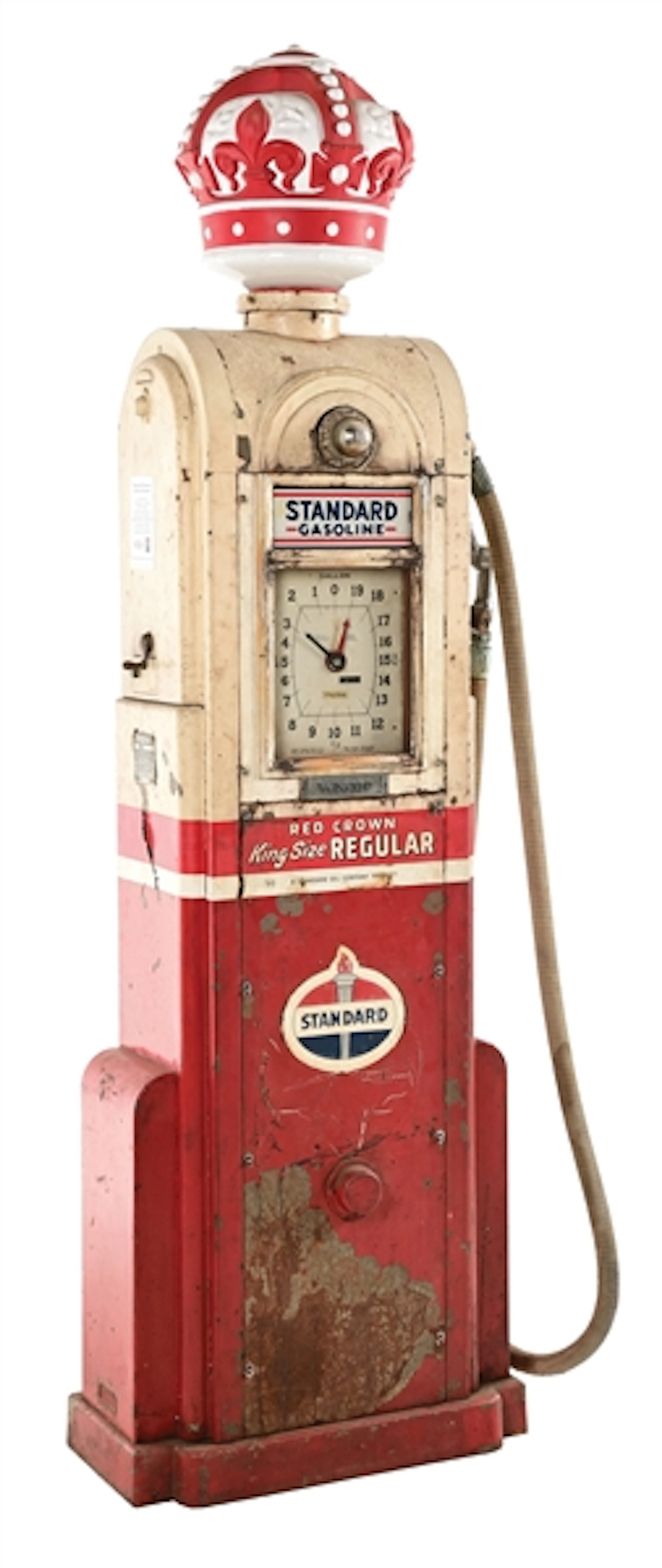 ORIGINAL WAYNE MODEL #866 GAS PUMP IN STANDARD GASOLINE W/ CROWN GLOBE