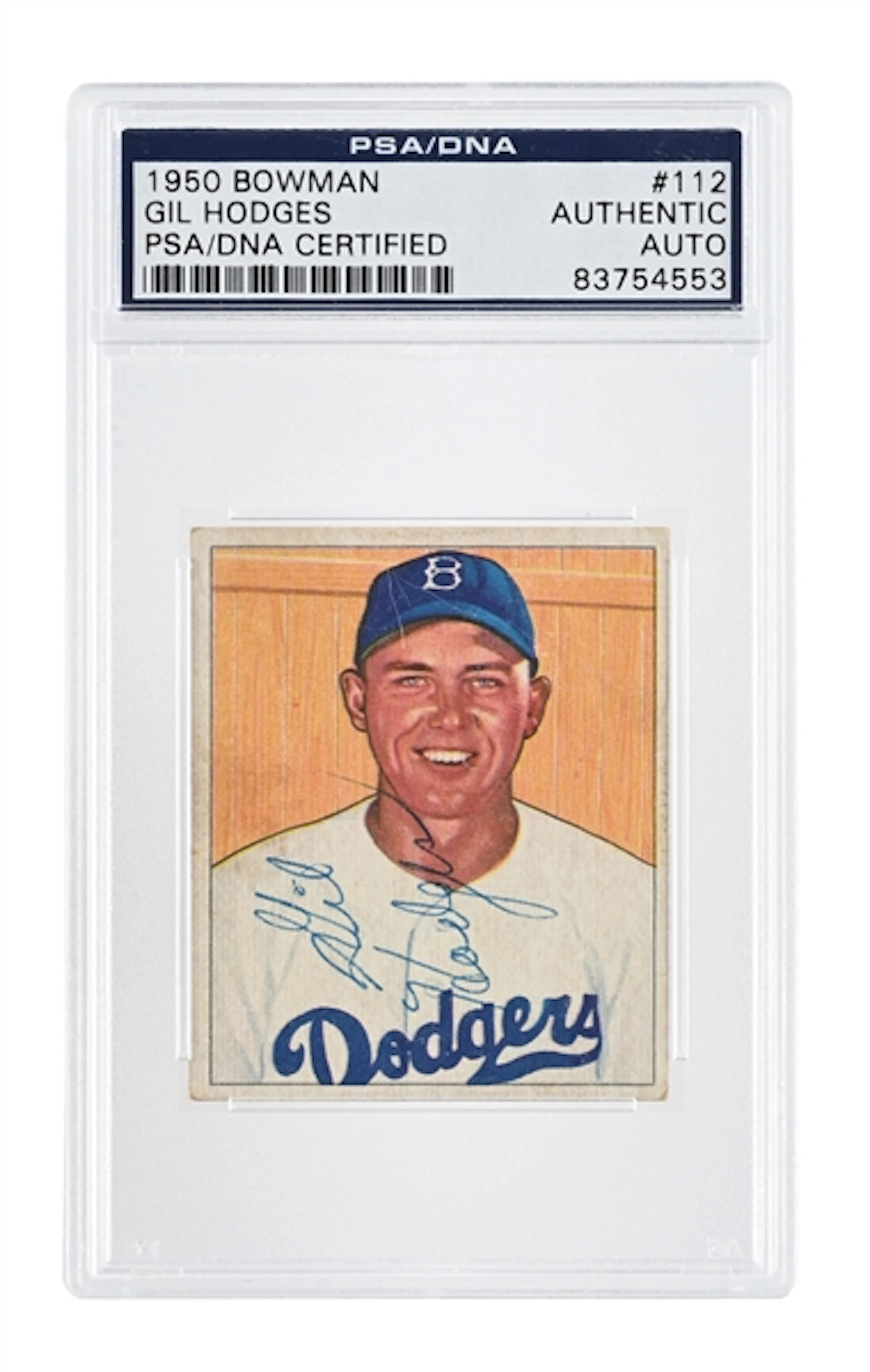 1950 GIL HODGES SIGNED BOWMAN PSA/DNA