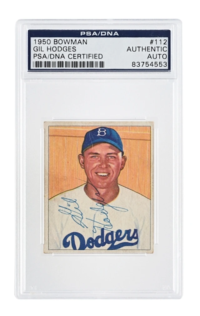 1950 GIL HODGES SIGNED BOWMAN PSA/DNA