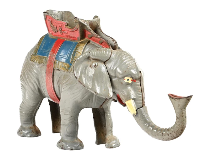 HUBLEY MFG. CO. HOWDAH ELEPHANT MECHANICAL BANK